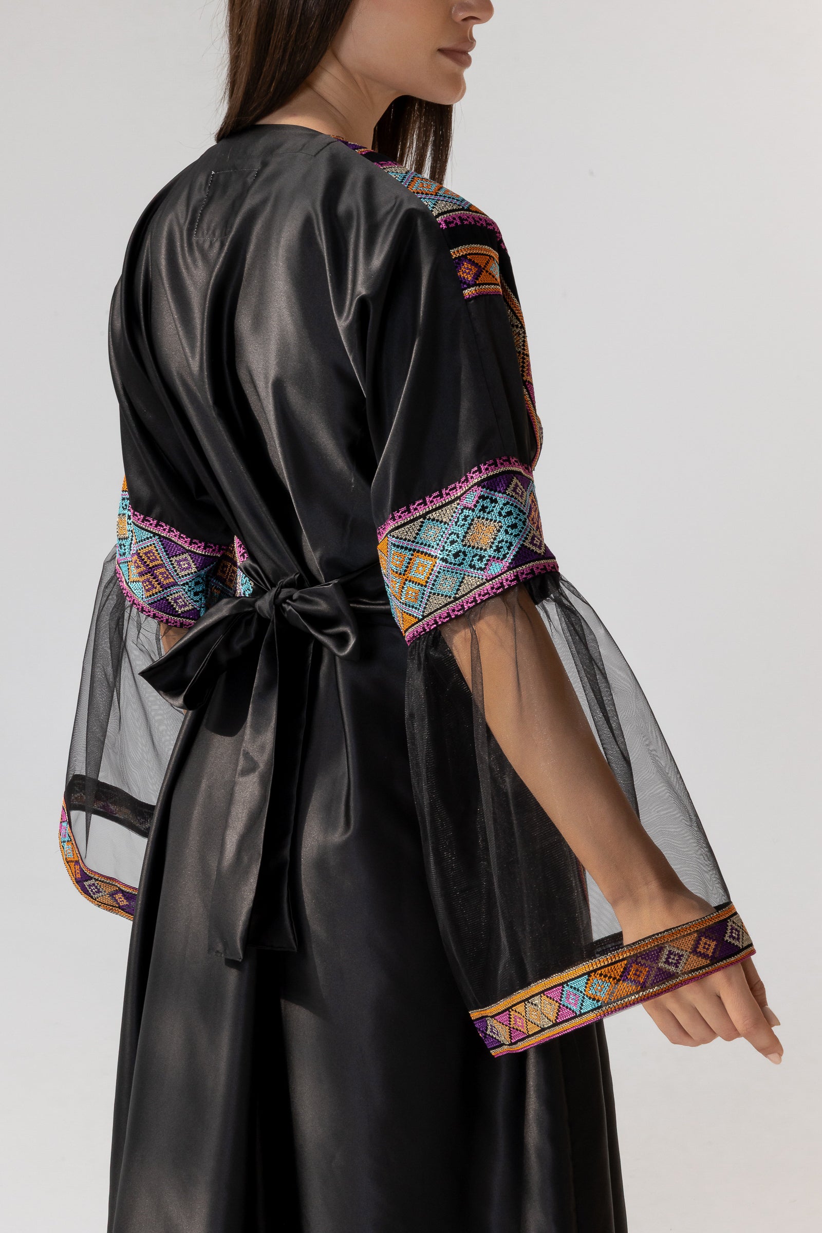 Black Abaya with Multicolor Embroidery