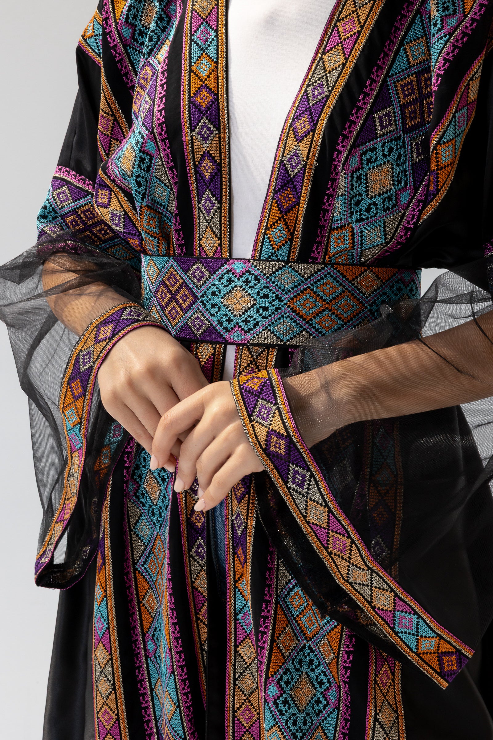 Black Abaya with Multicolor Embroidery