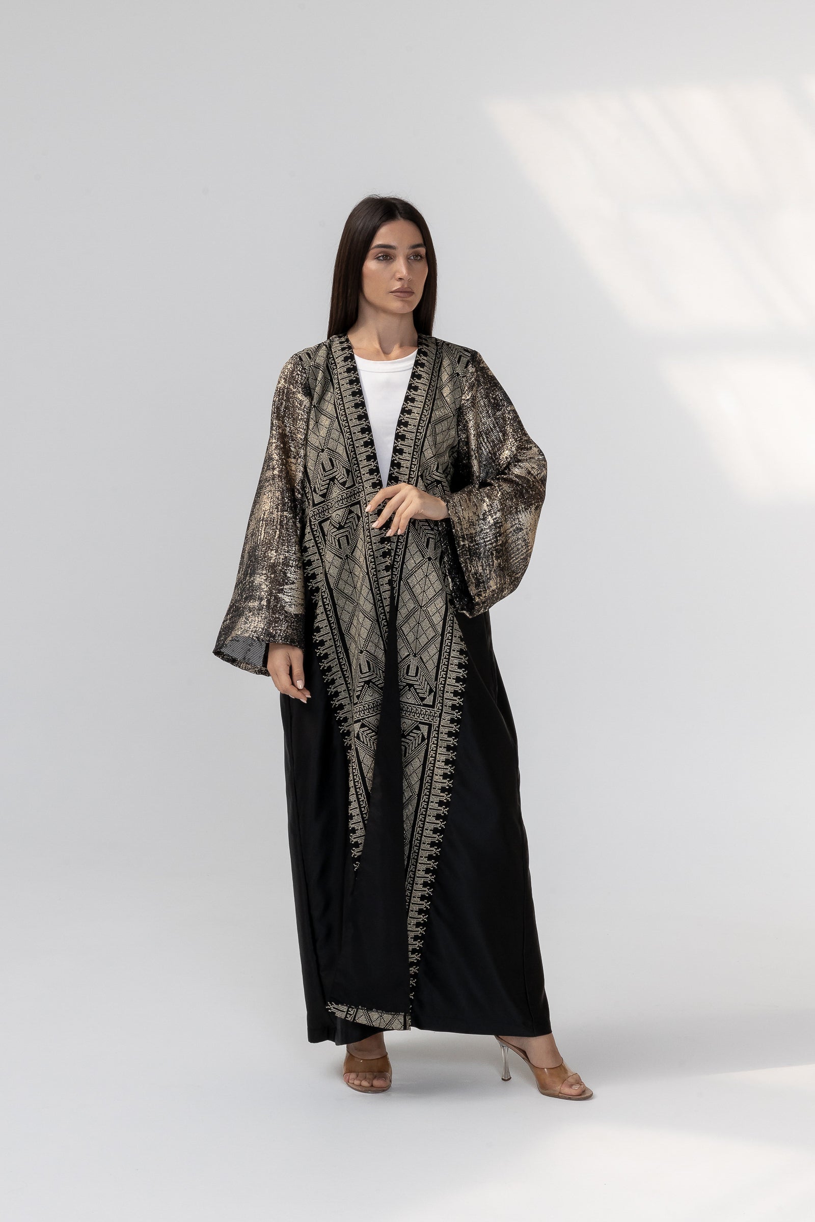 Black Abaya with Metallic Embroidery