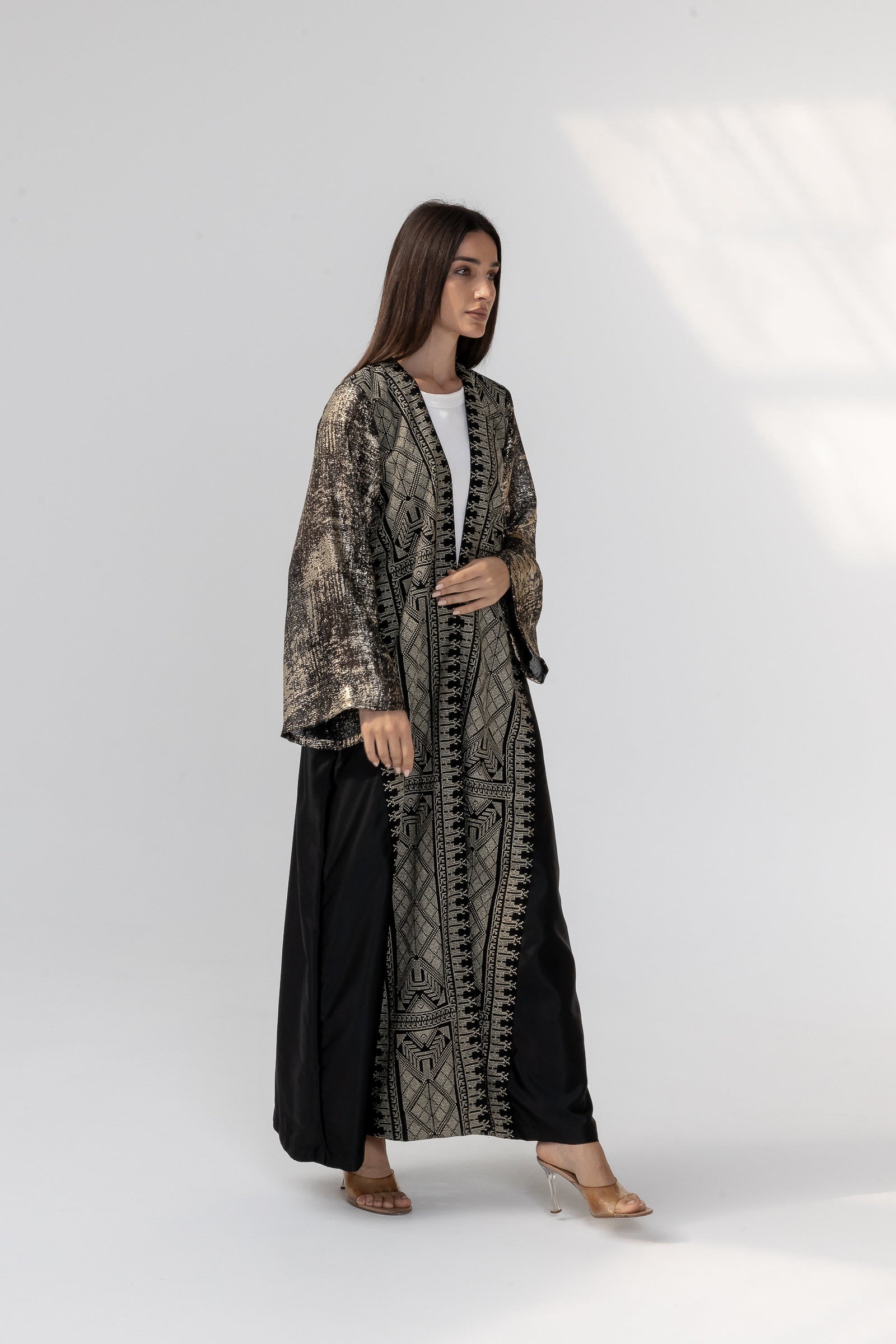 Black Abaya with Metallic Embroidery