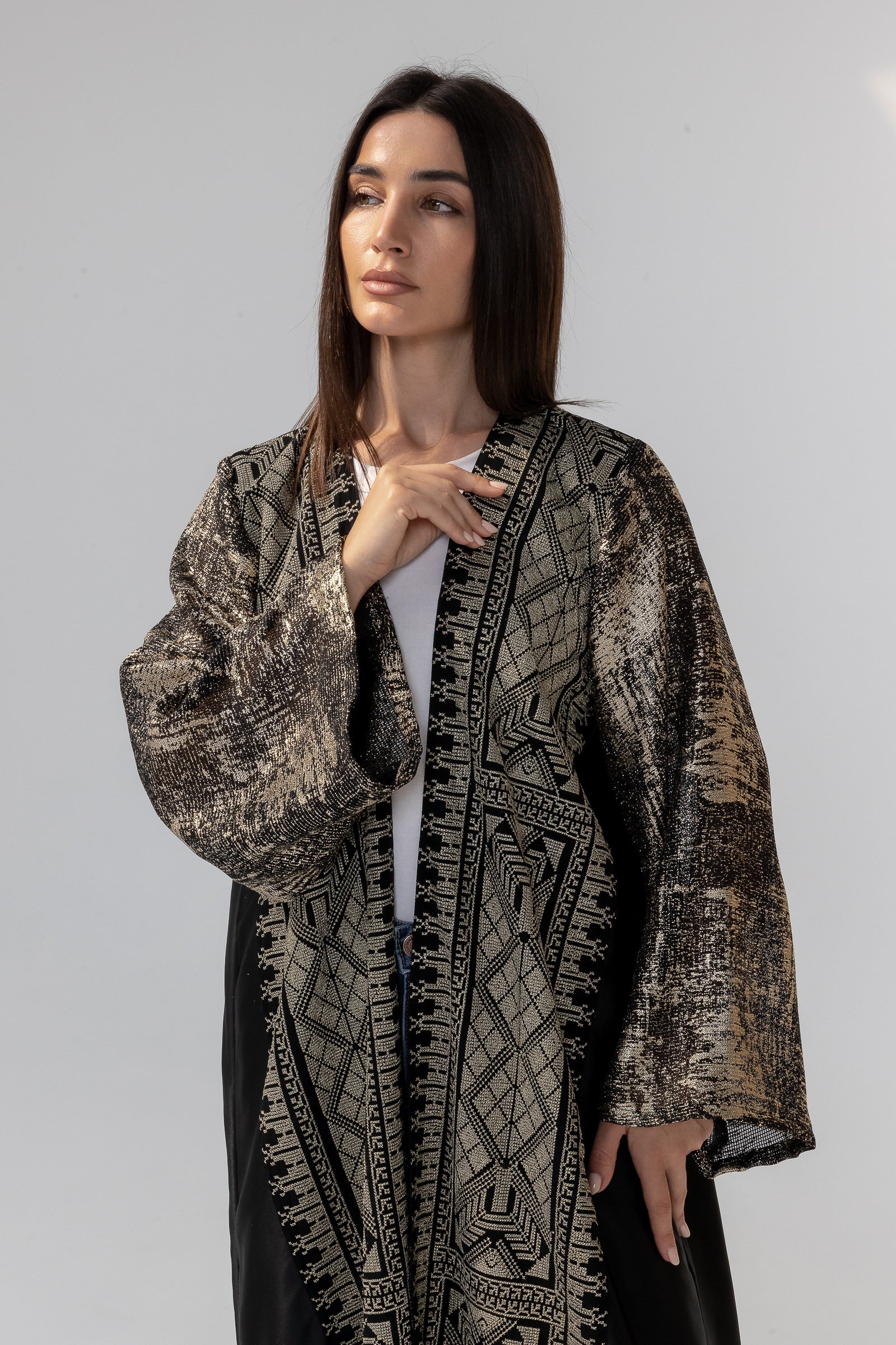 Black Abaya with Metallic Embroidery