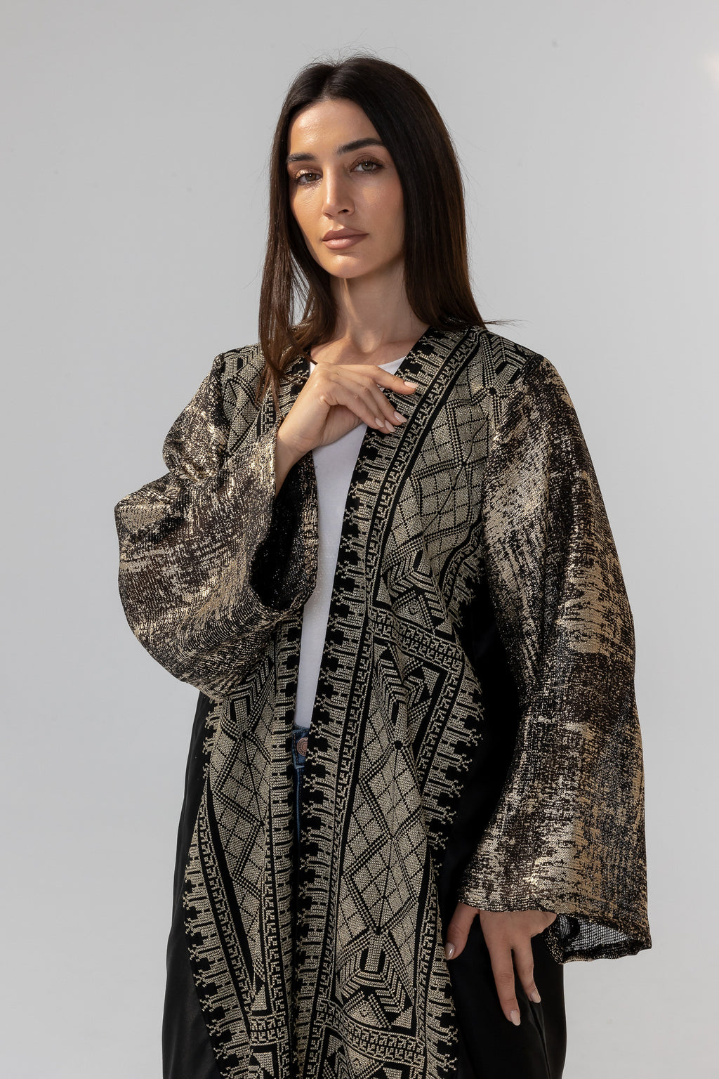 Black Abaya with Metallic Embroidery