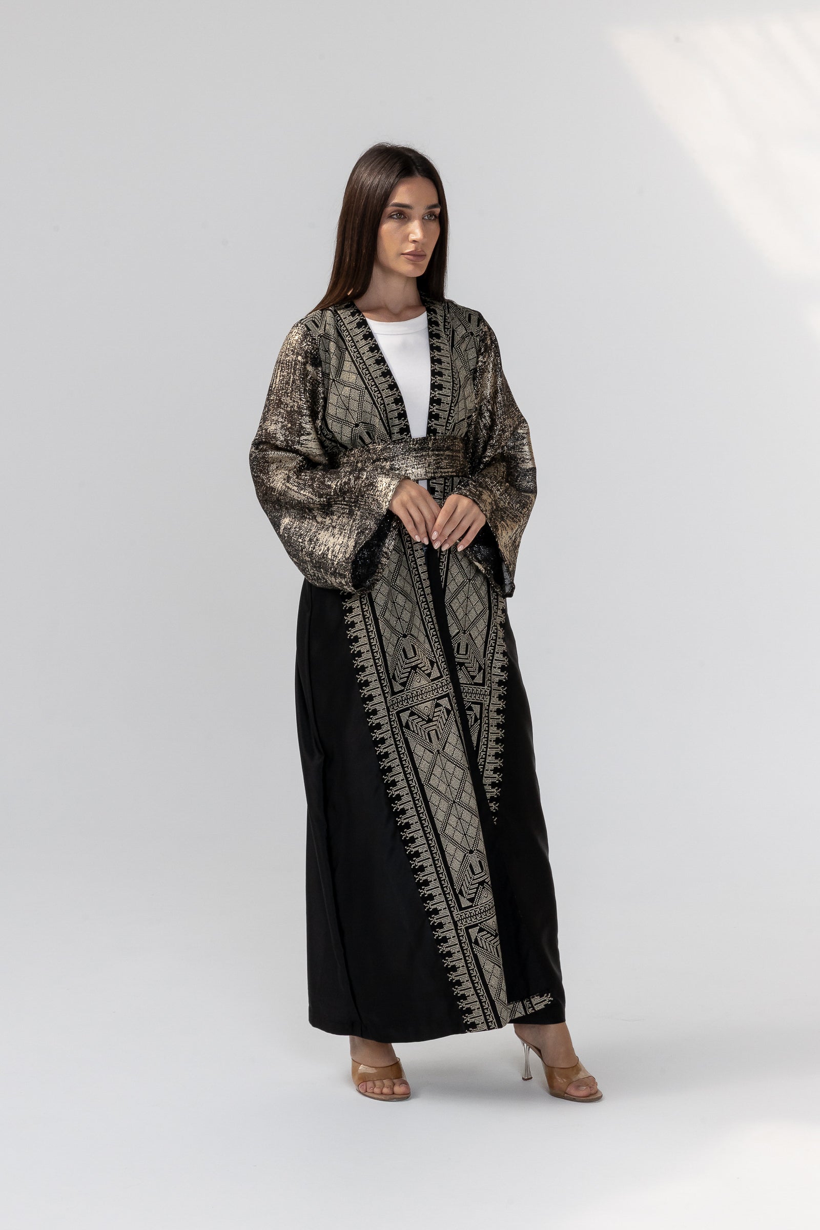 Black Abaya with Metallic Embroidery