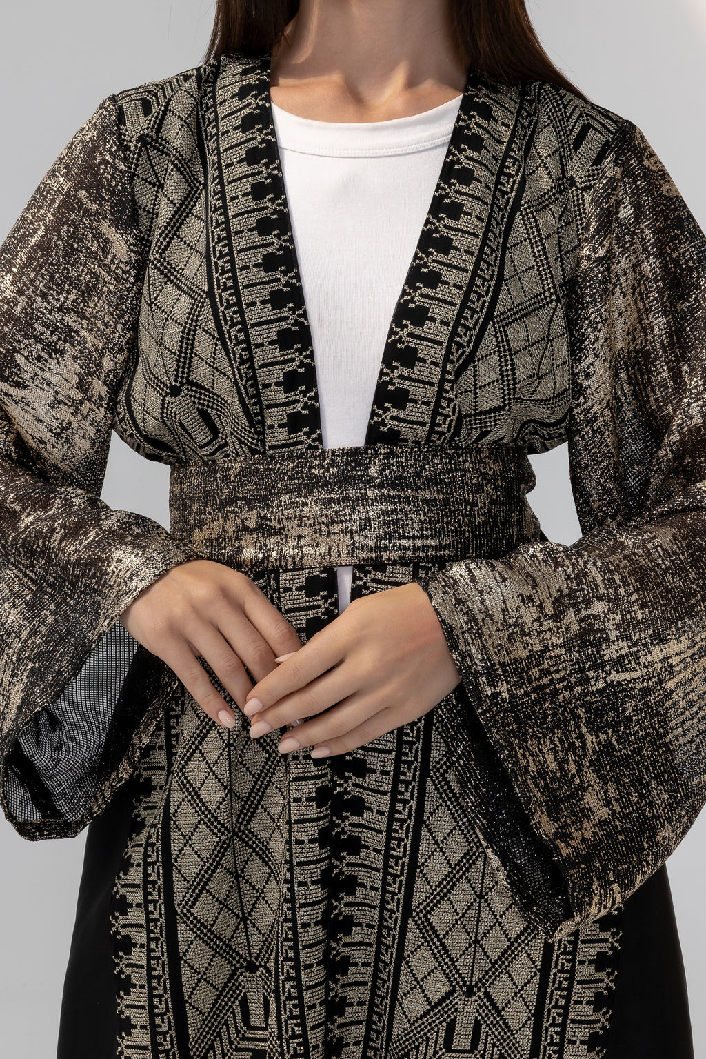 Black Abaya with Metallic Embroidery