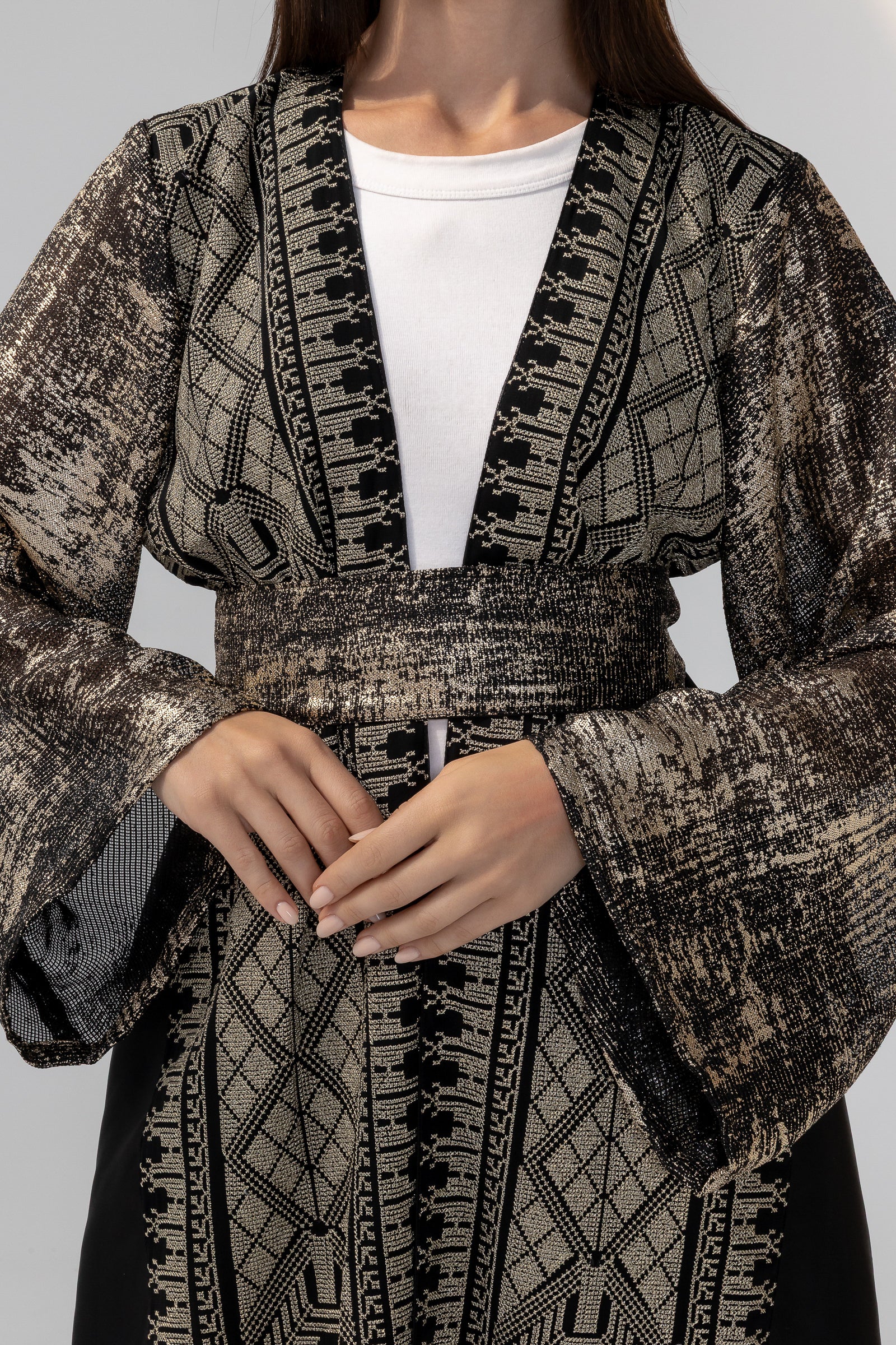 Black Abaya with Metallic Embroidery