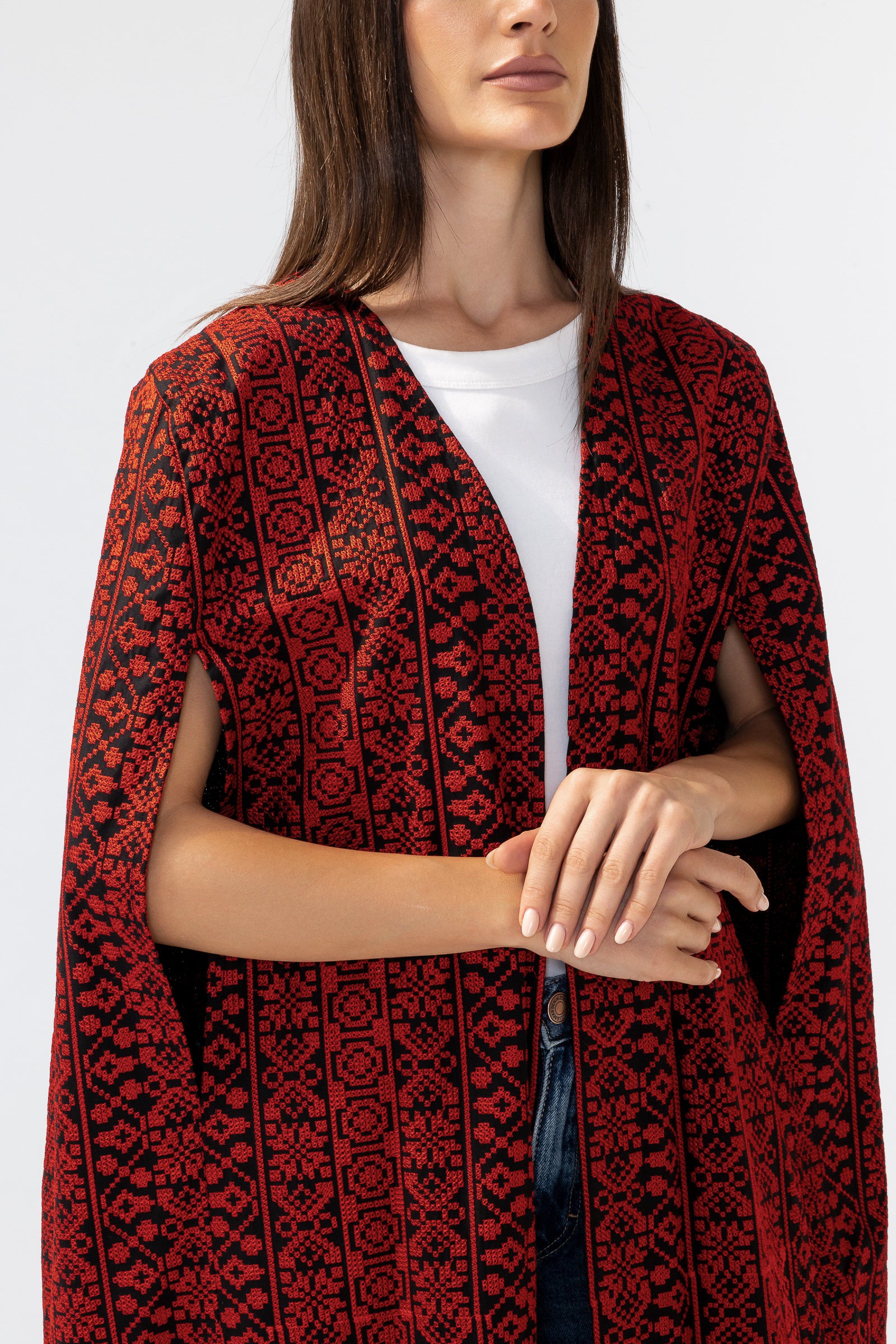 Red Embroidered Cape