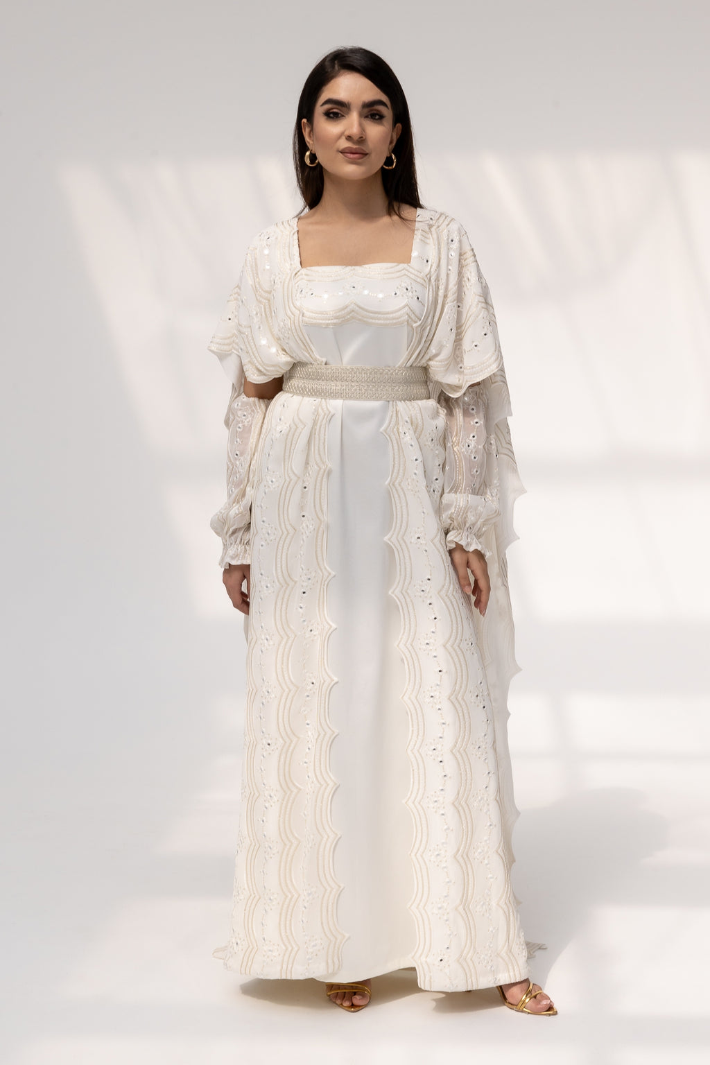 Ivory Embroidered Abaya