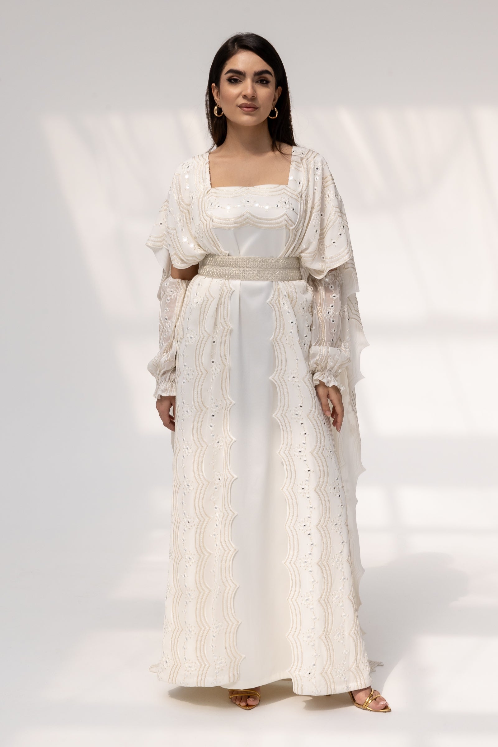 Ivory Embroidered Abaya