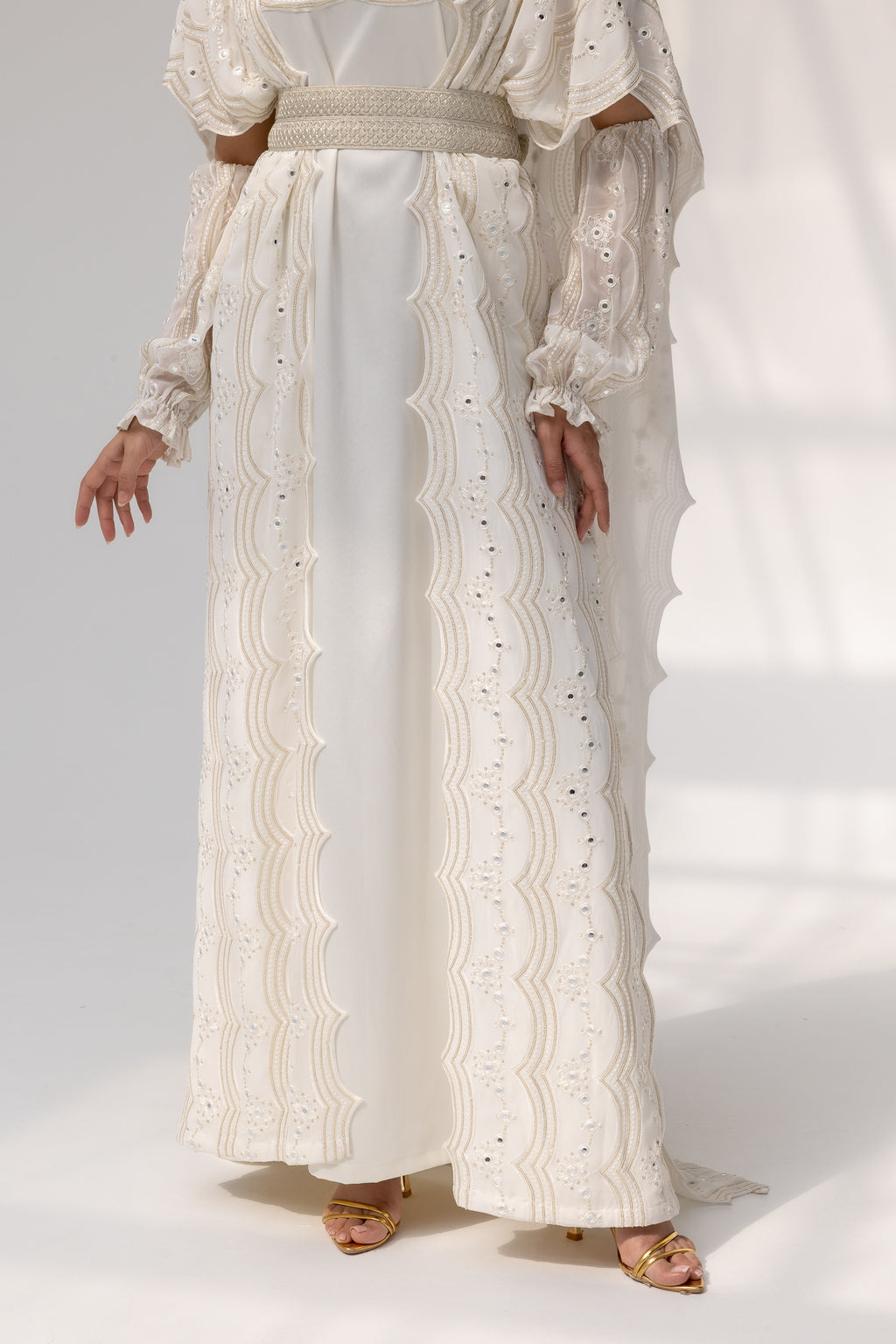 Ivory Embroidered Abaya