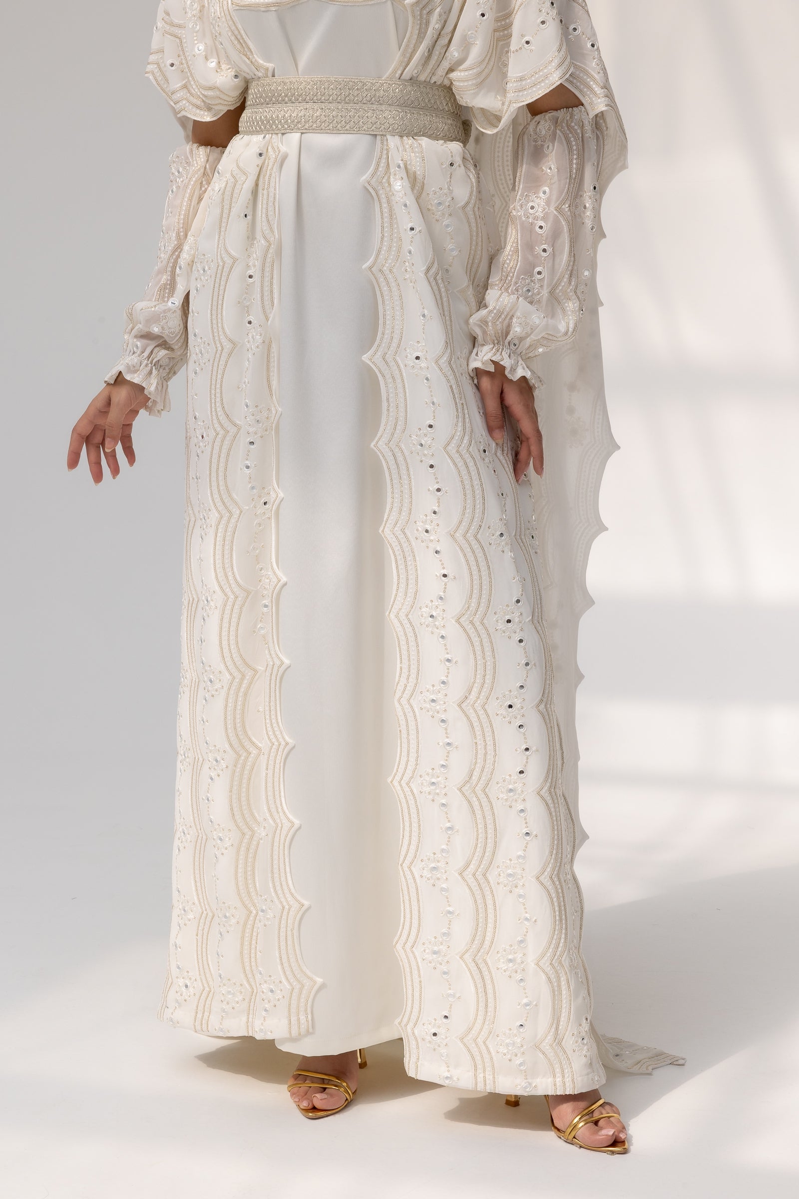 Ivory Embroidered Abaya