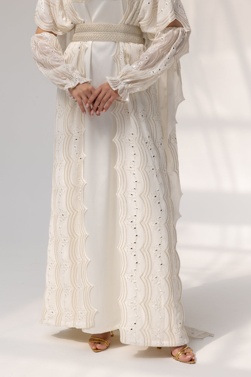 Ivory Embroidered Abaya