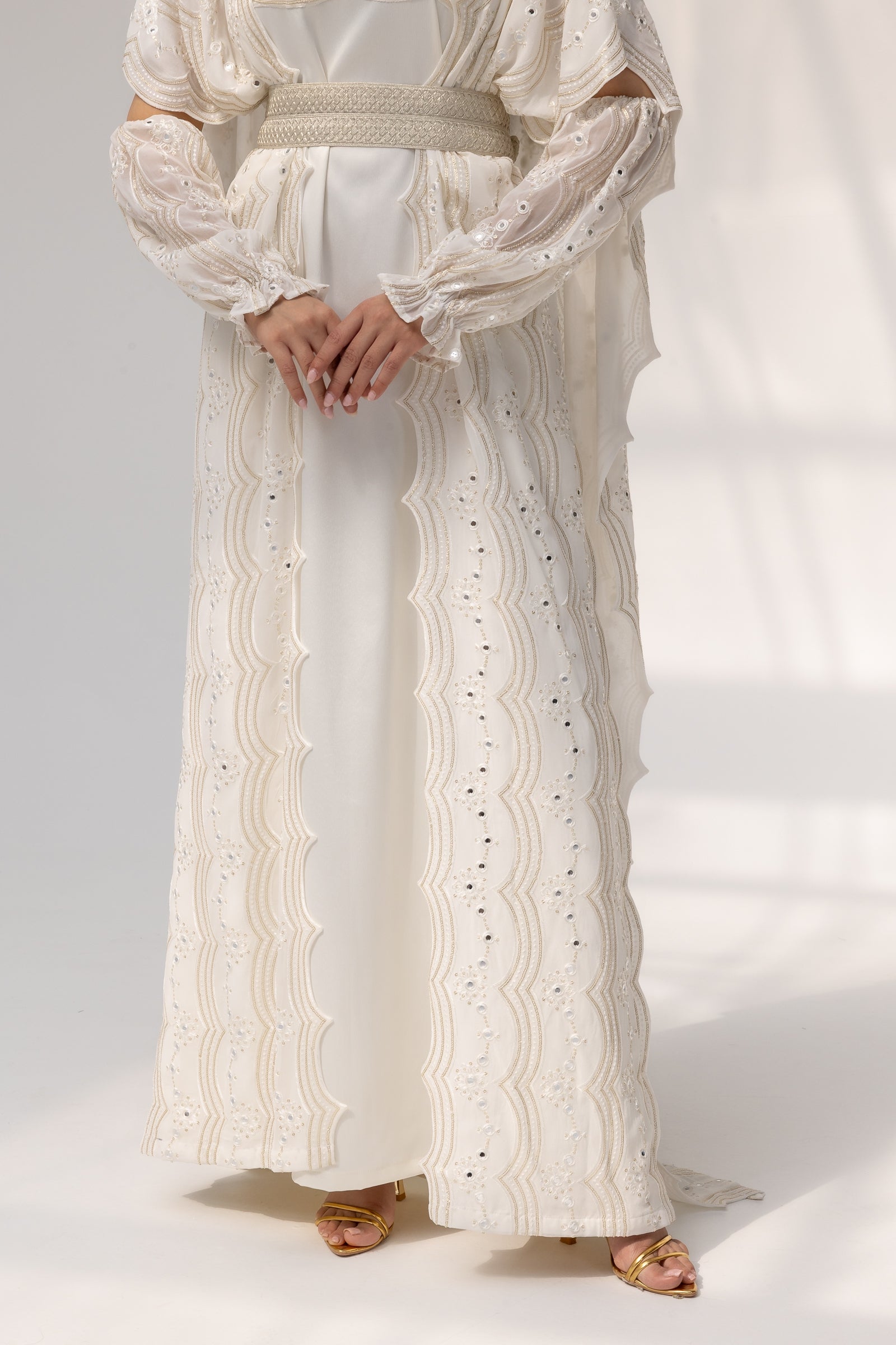 Ivory Embroidered Abaya