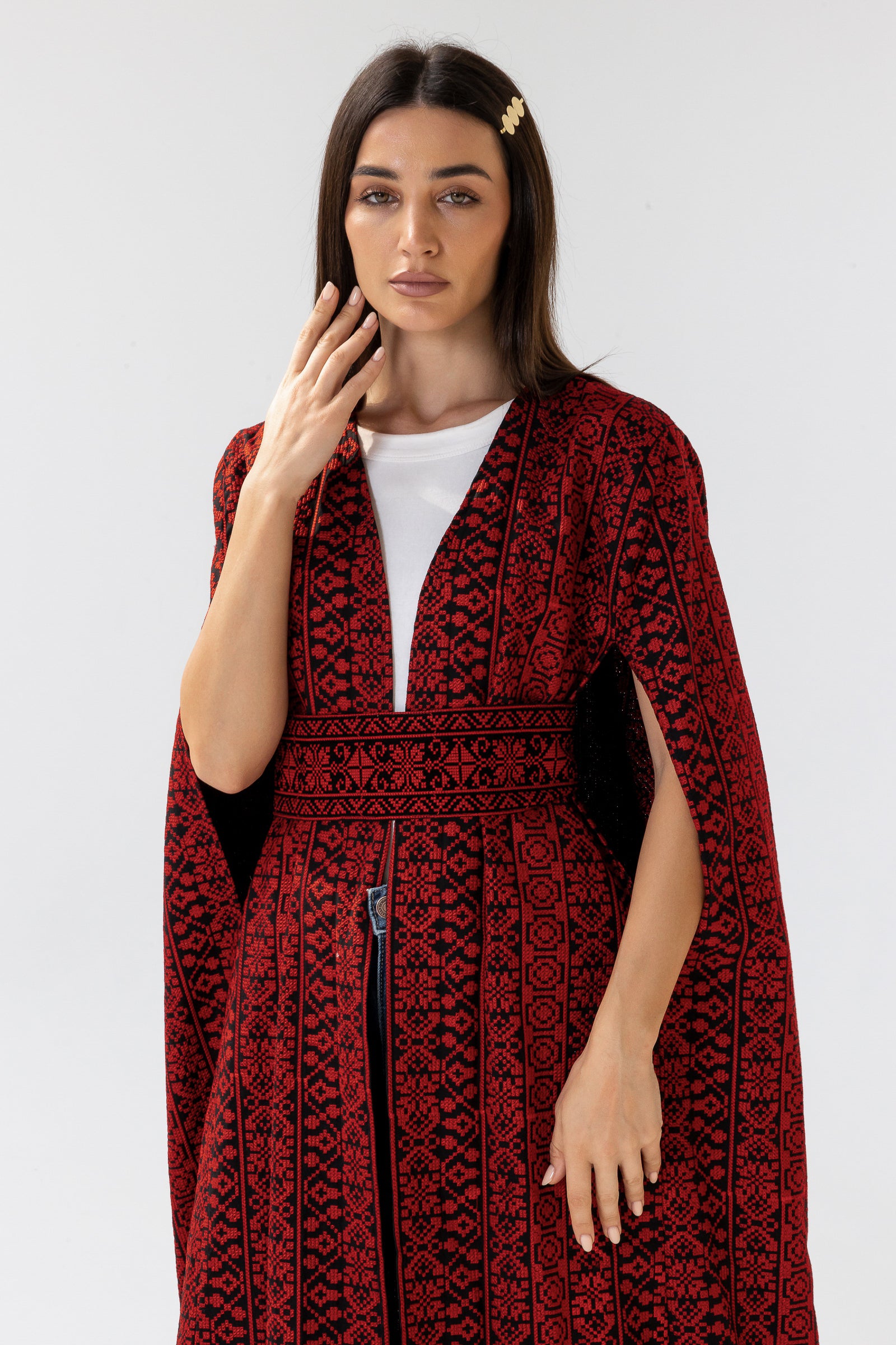 Red Embroidered Cape