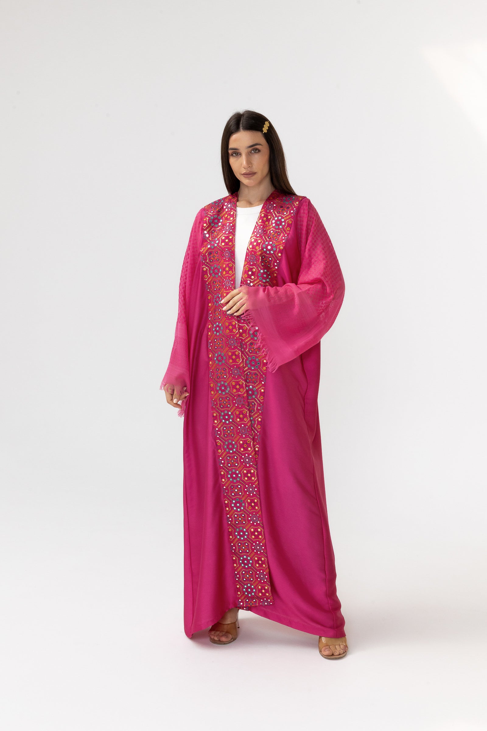 Fuschia Embroidered Abaya