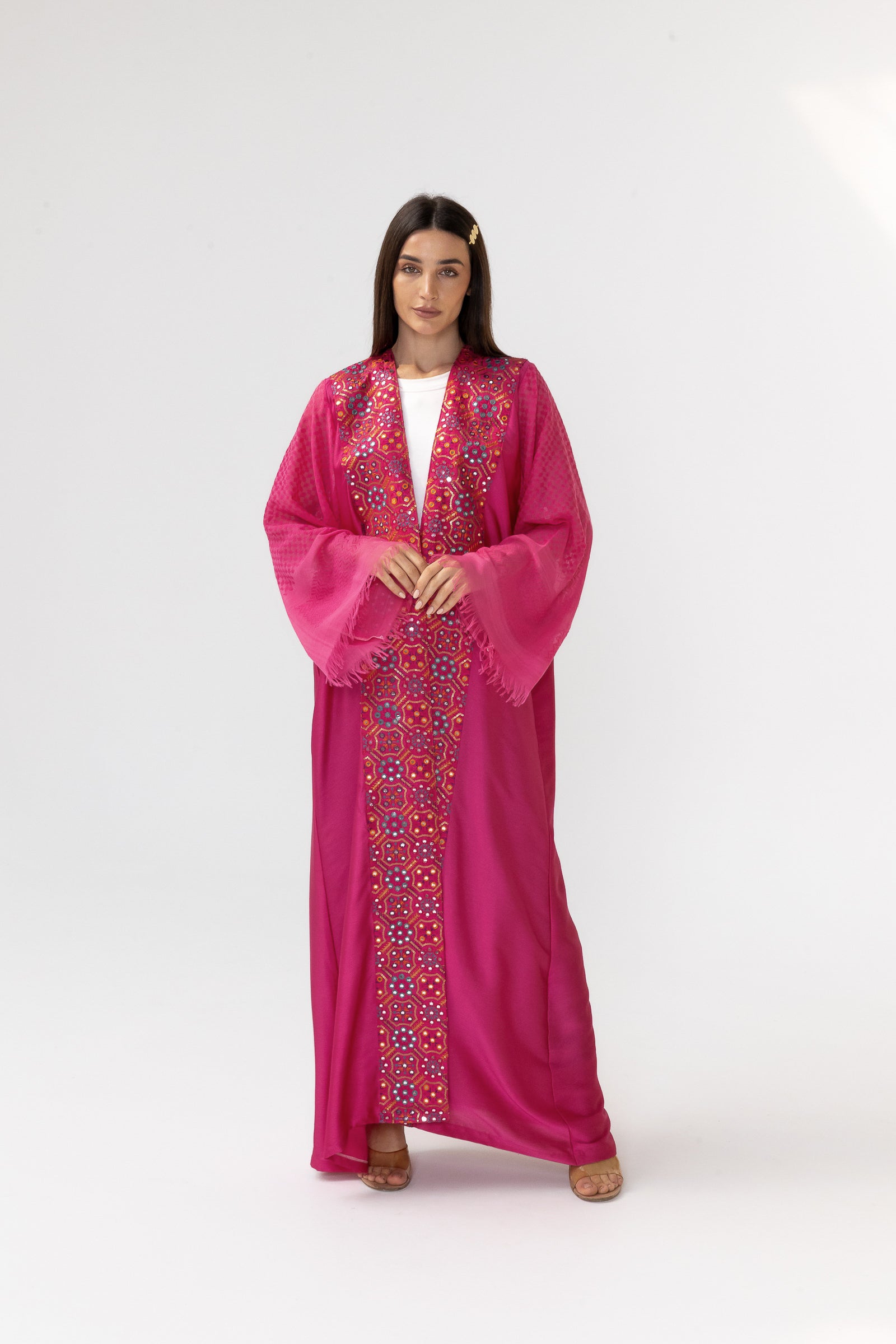Fuschia Embroidered Abaya