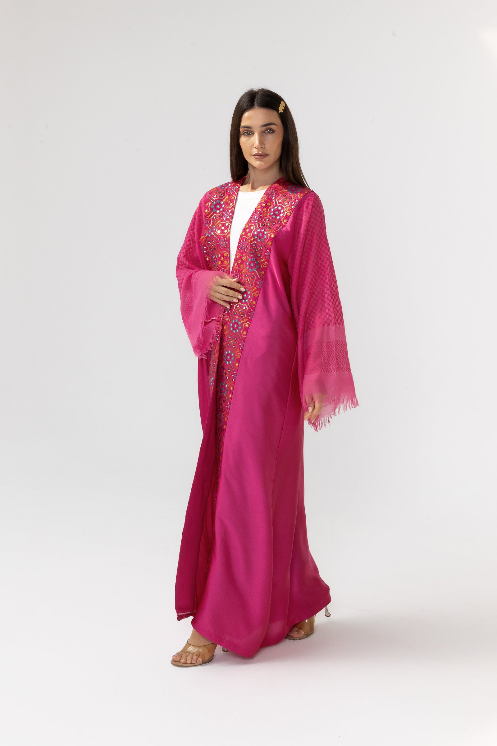 Fuschia Embroidered Abaya