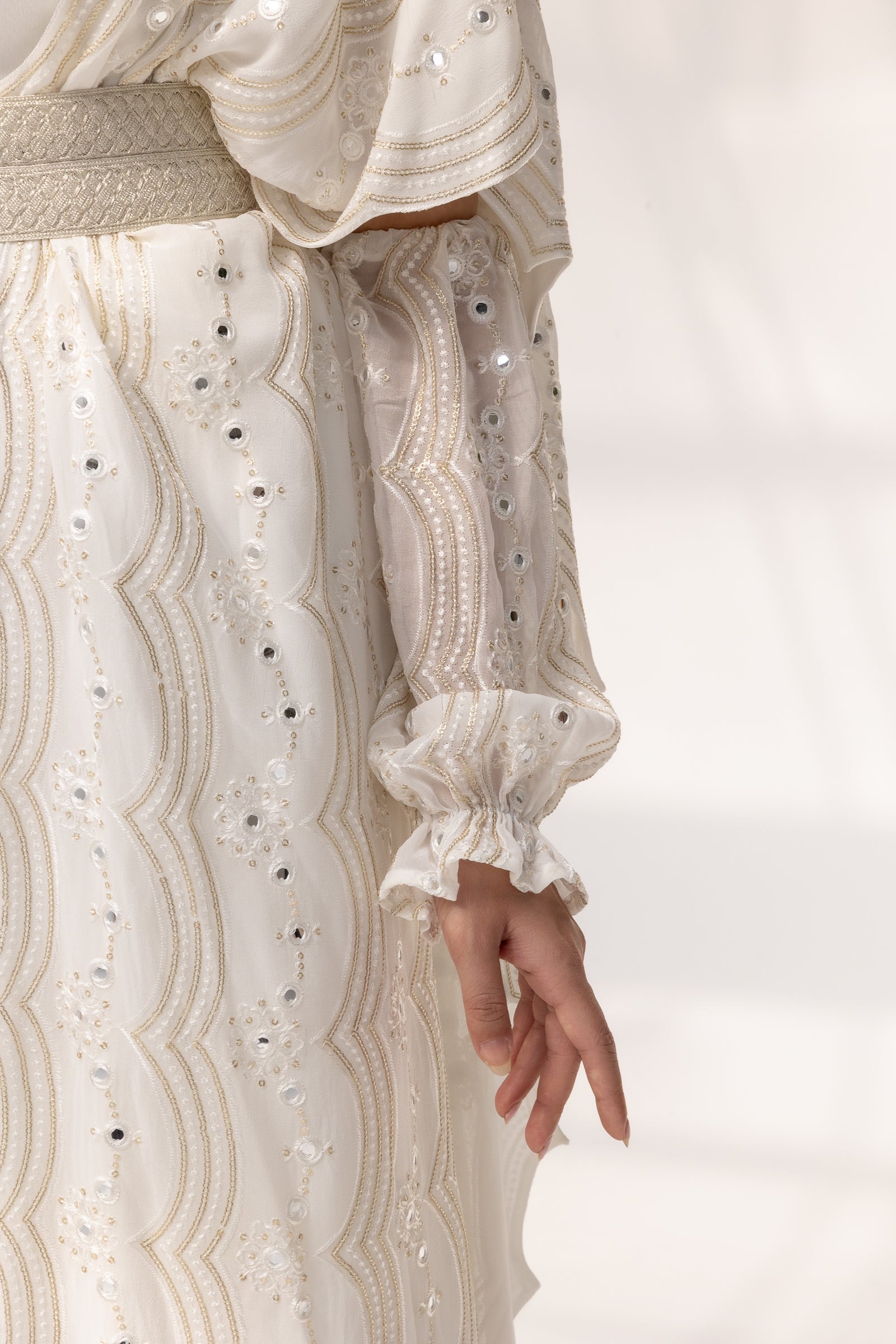 Ivory Embroidered Abaya