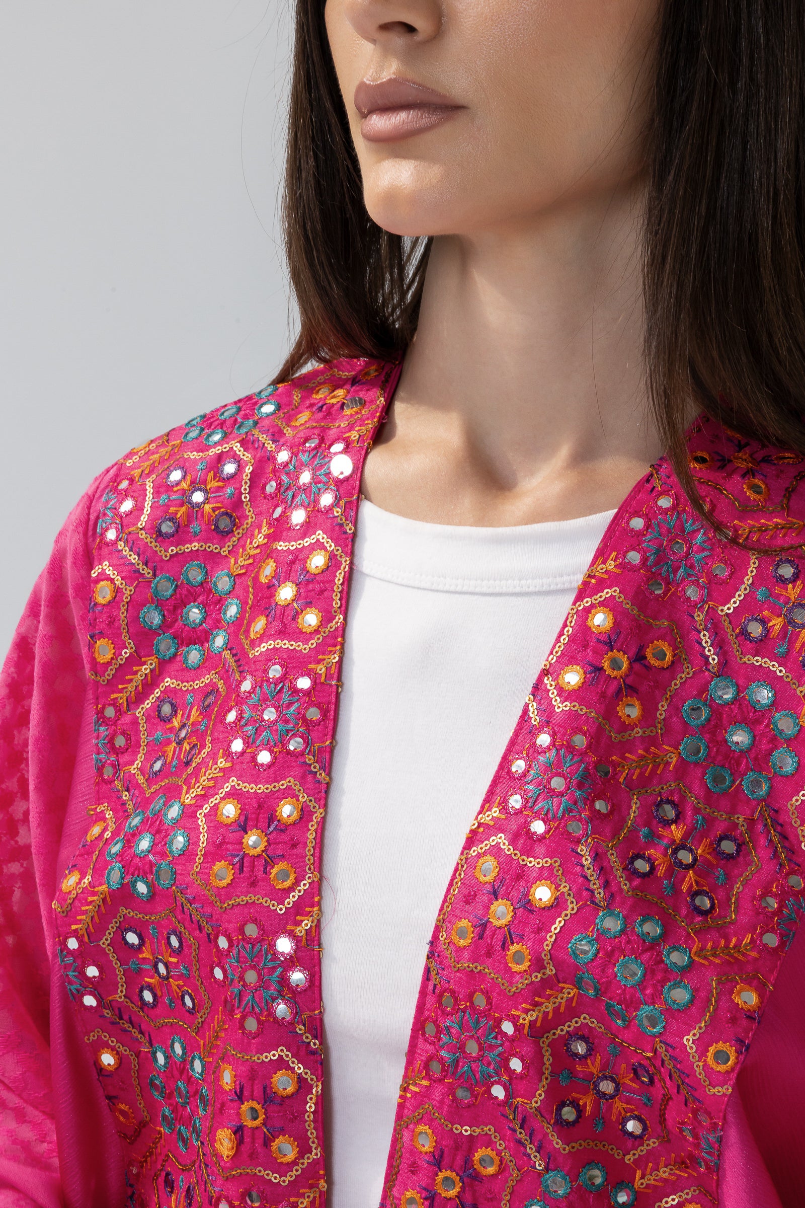 Fuschia Embroidered Abaya