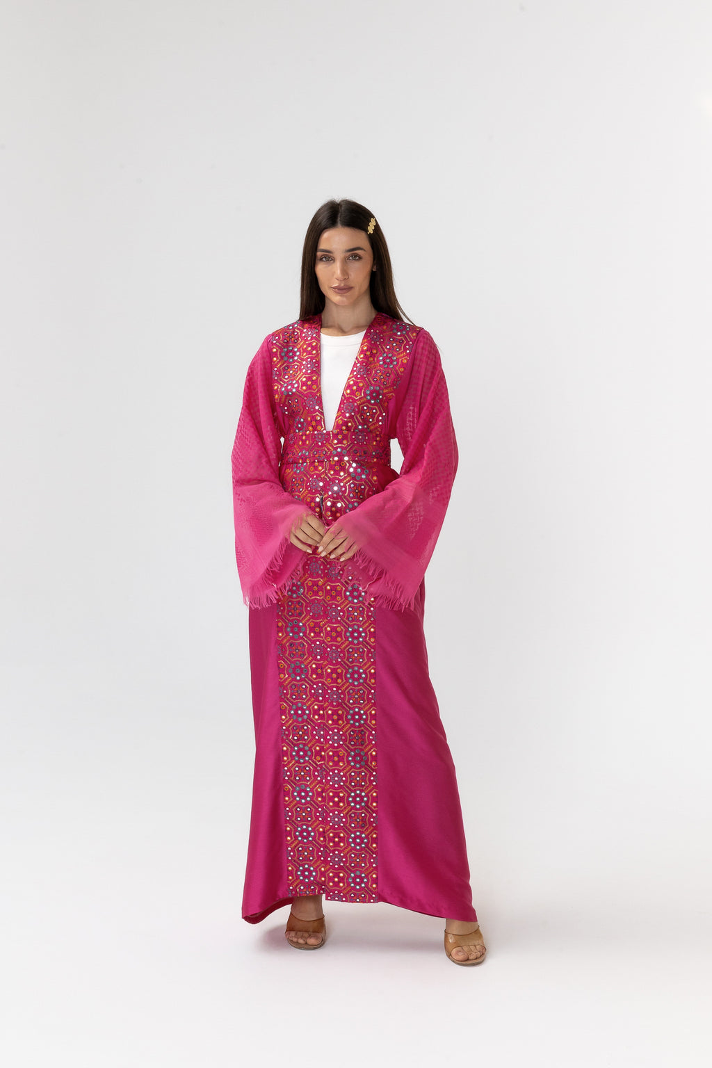 Fuschia Embroidered Abaya