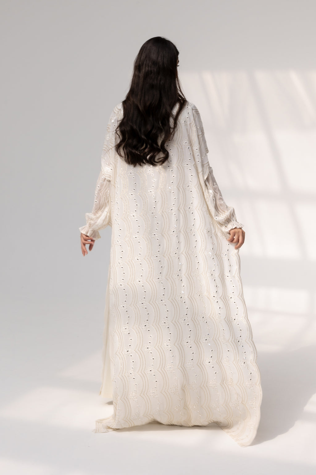 Ivory Embroidered Abaya