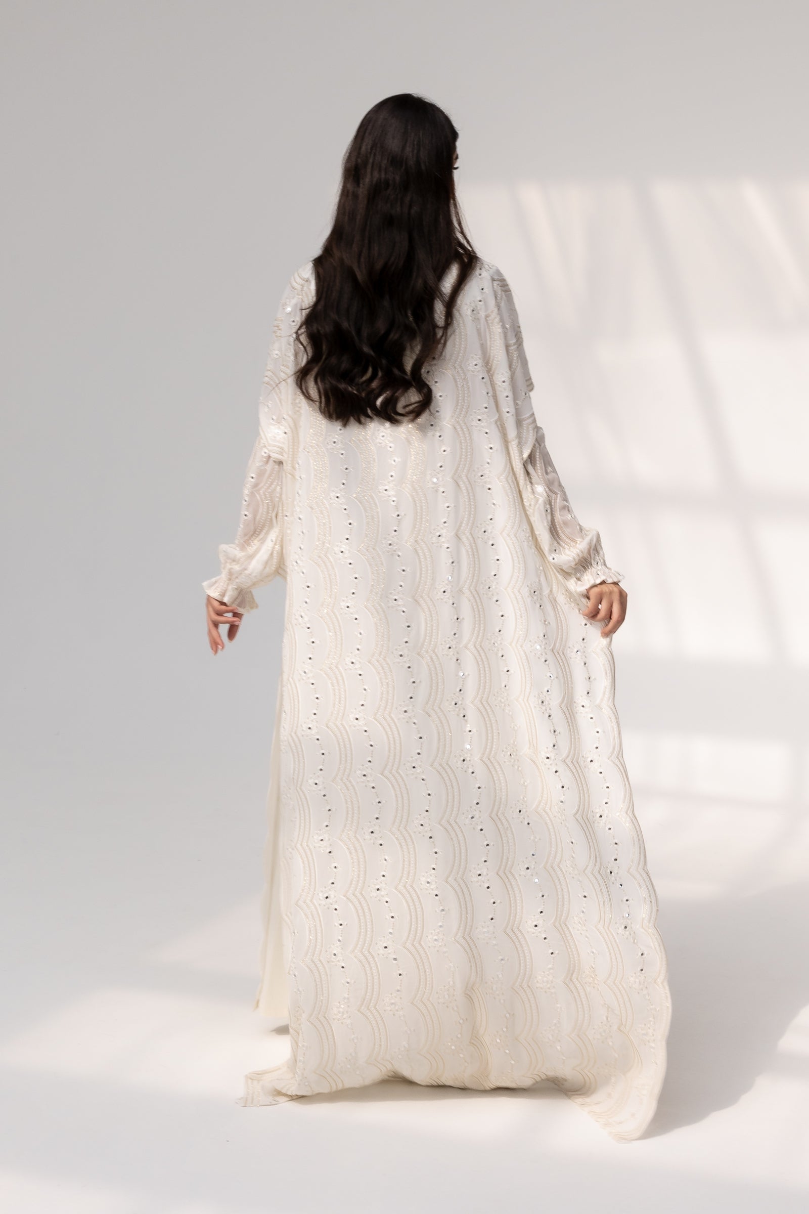 Ivory Embroidered Abaya