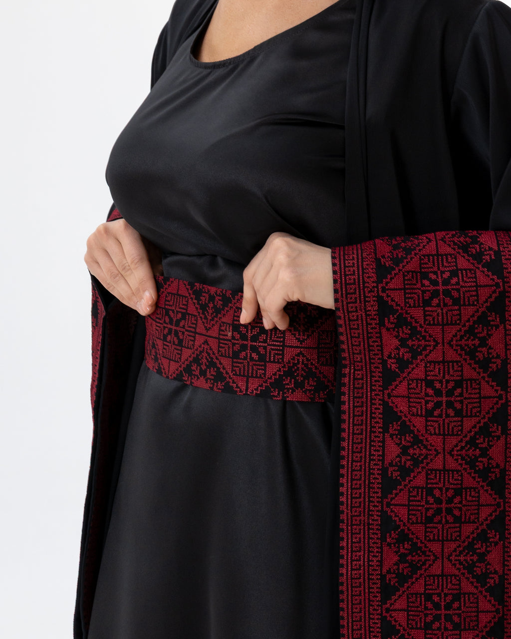 Black Abaya with Embroidered Details