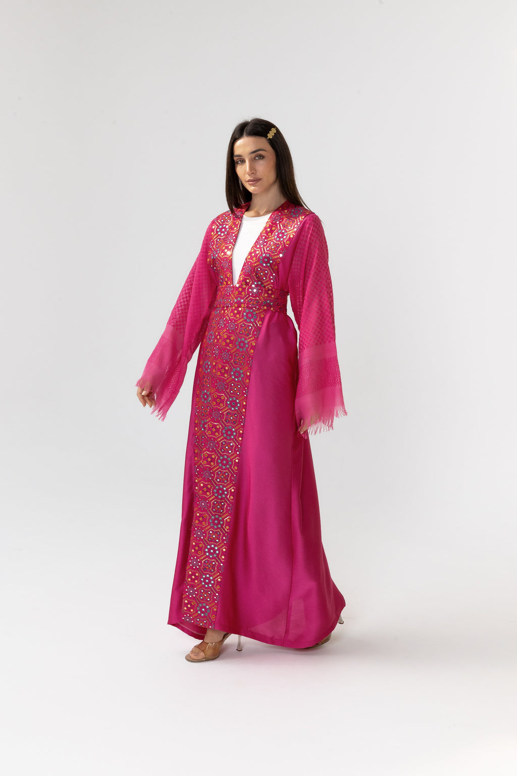 Fuschia Embroidered Abaya