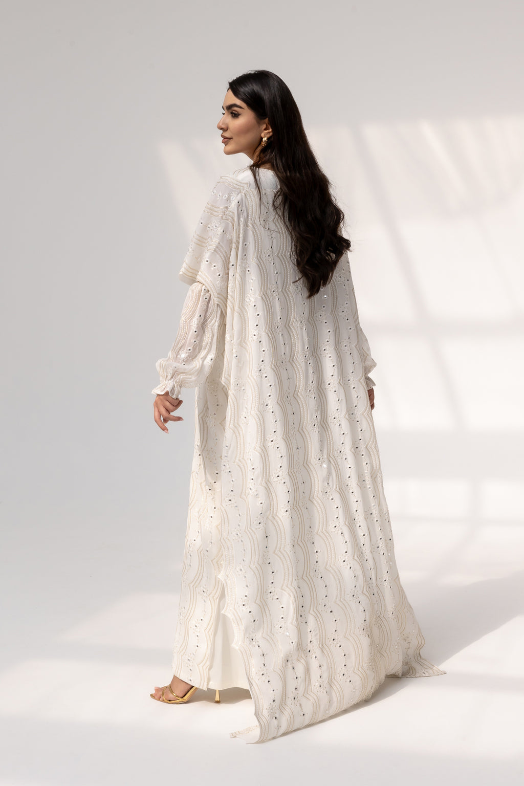 Ivory Embroidered Abaya