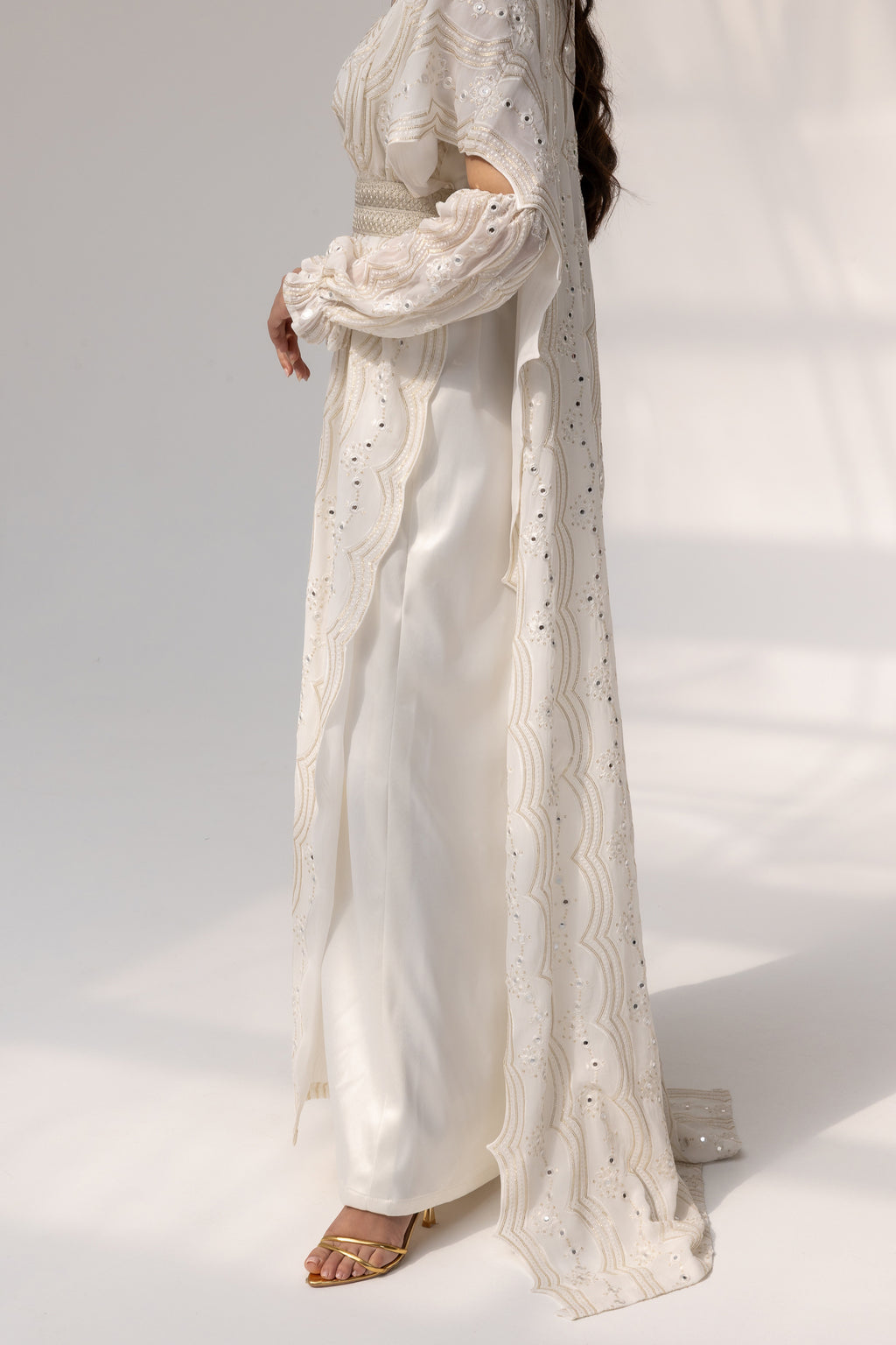 Ivory Embroidered Abaya