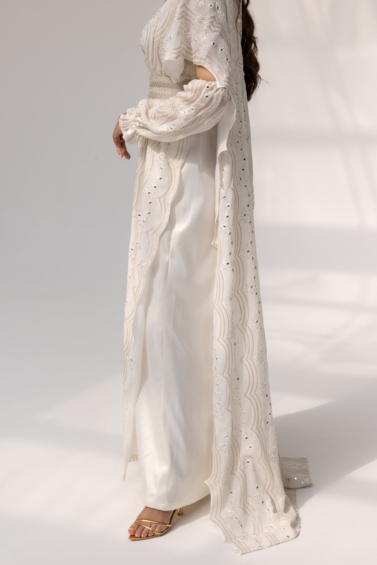 Ivory Embroidered Abaya