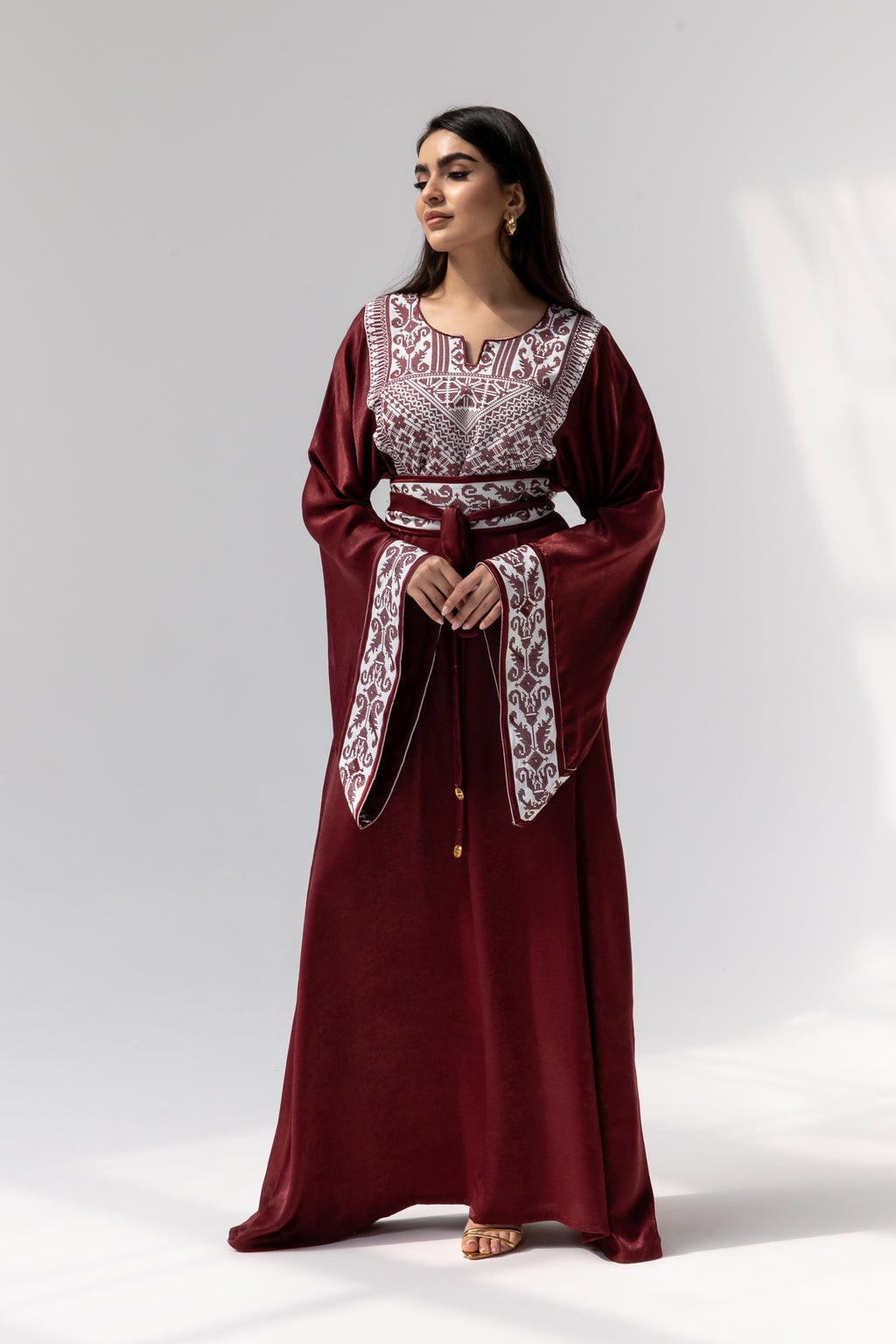 Burgundy Embroidered Kaftan