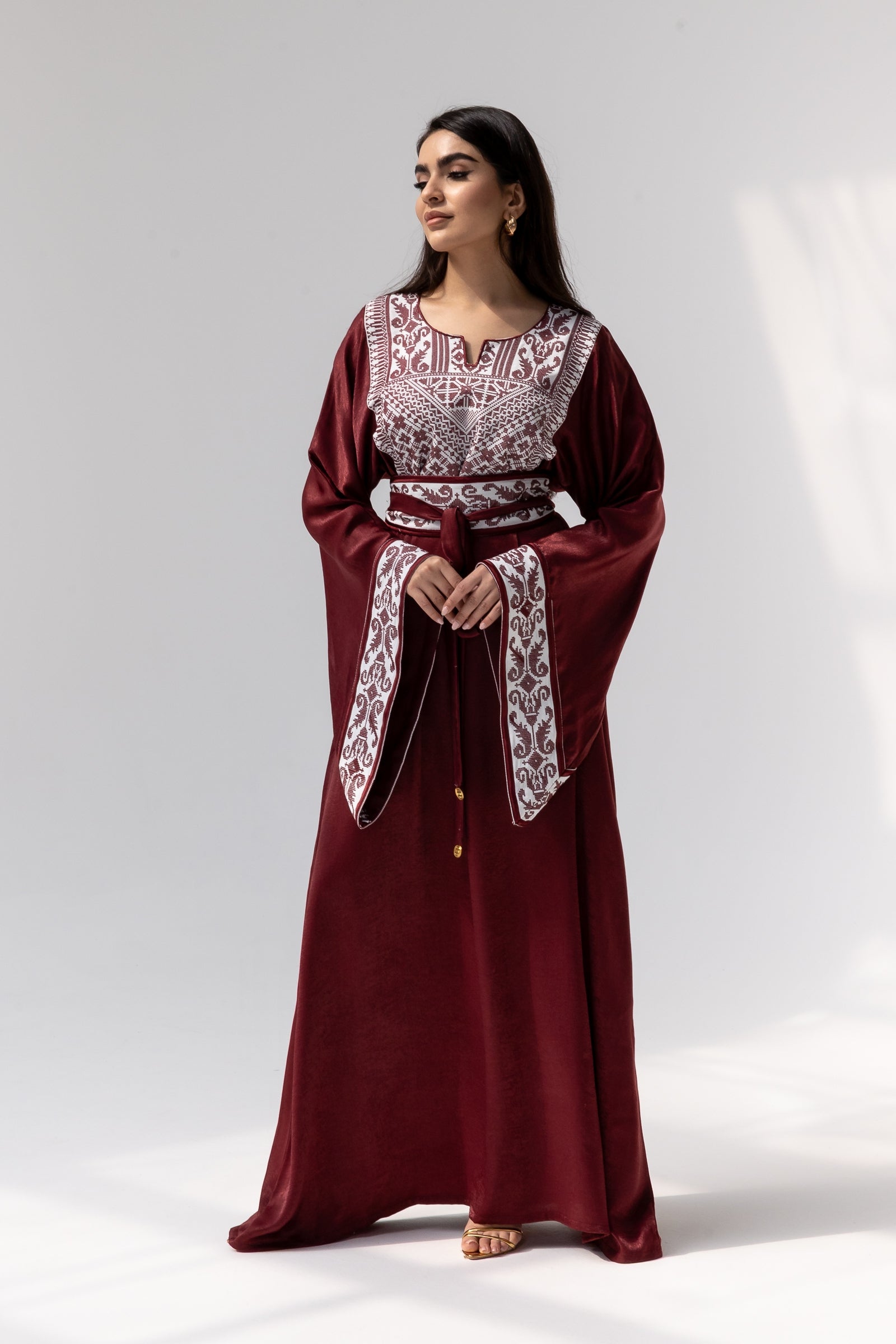 Burgundy Embroidered Kaftan