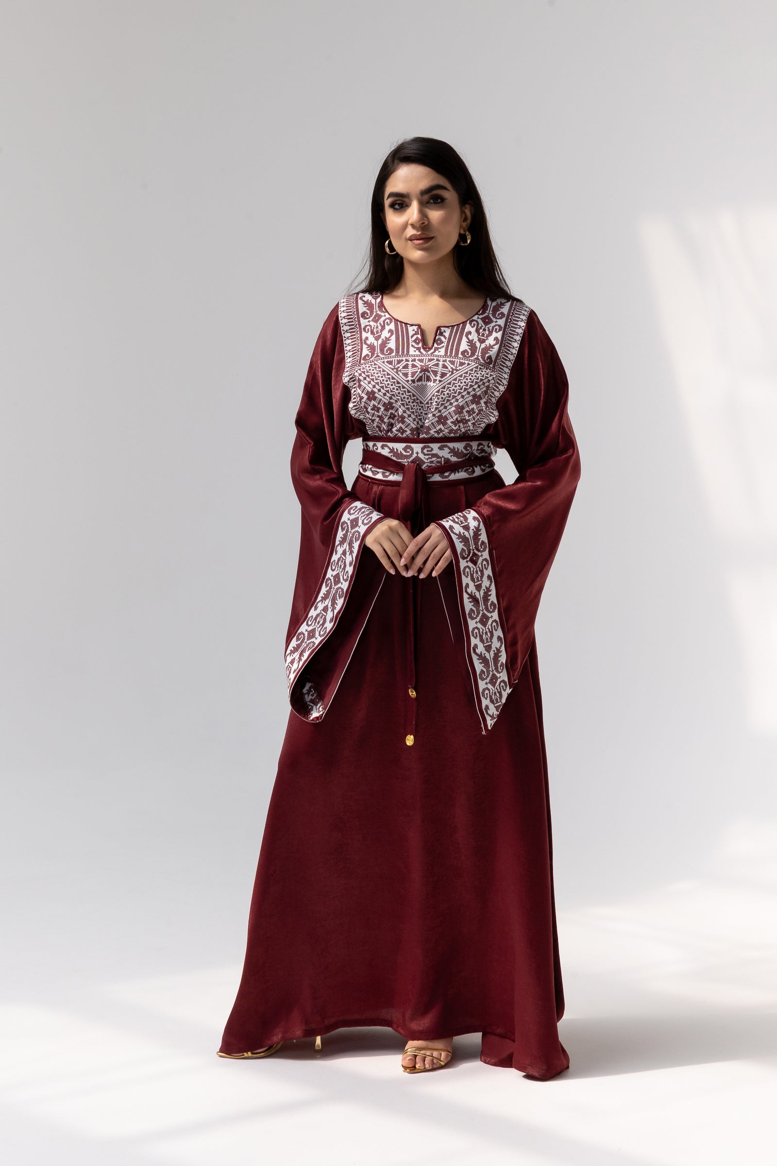 Burgundy Embroidered Kaftan