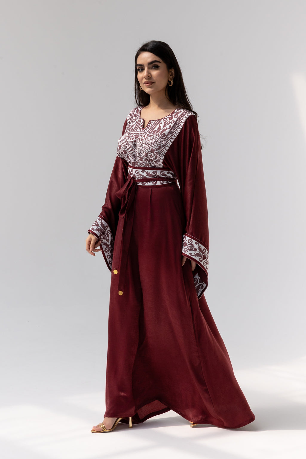 Burgundy Embroidered Kaftan