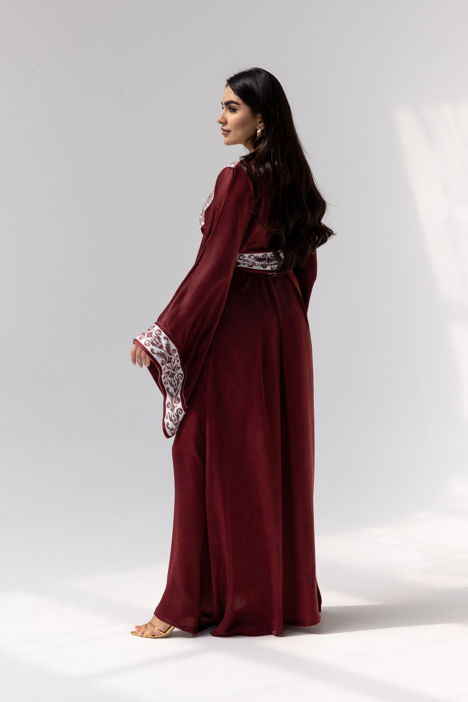 Burgundy Embroidered Kaftan