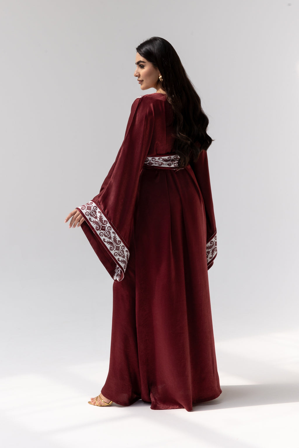 Burgundy Embroidered Kaftan