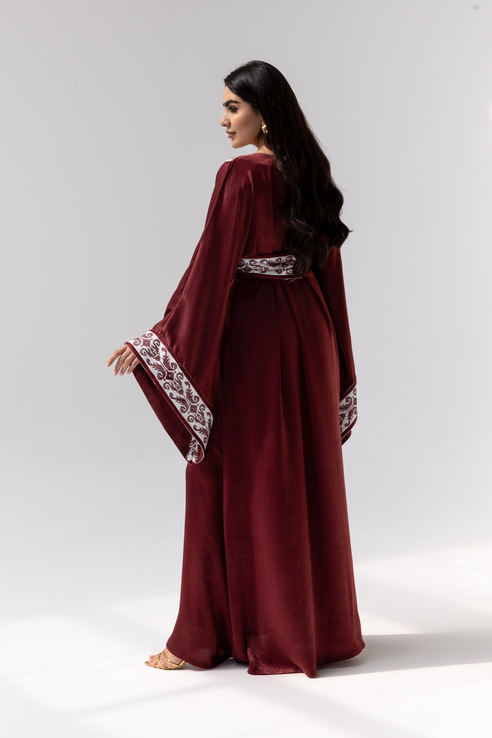 Burgundy Embroidered Kaftan