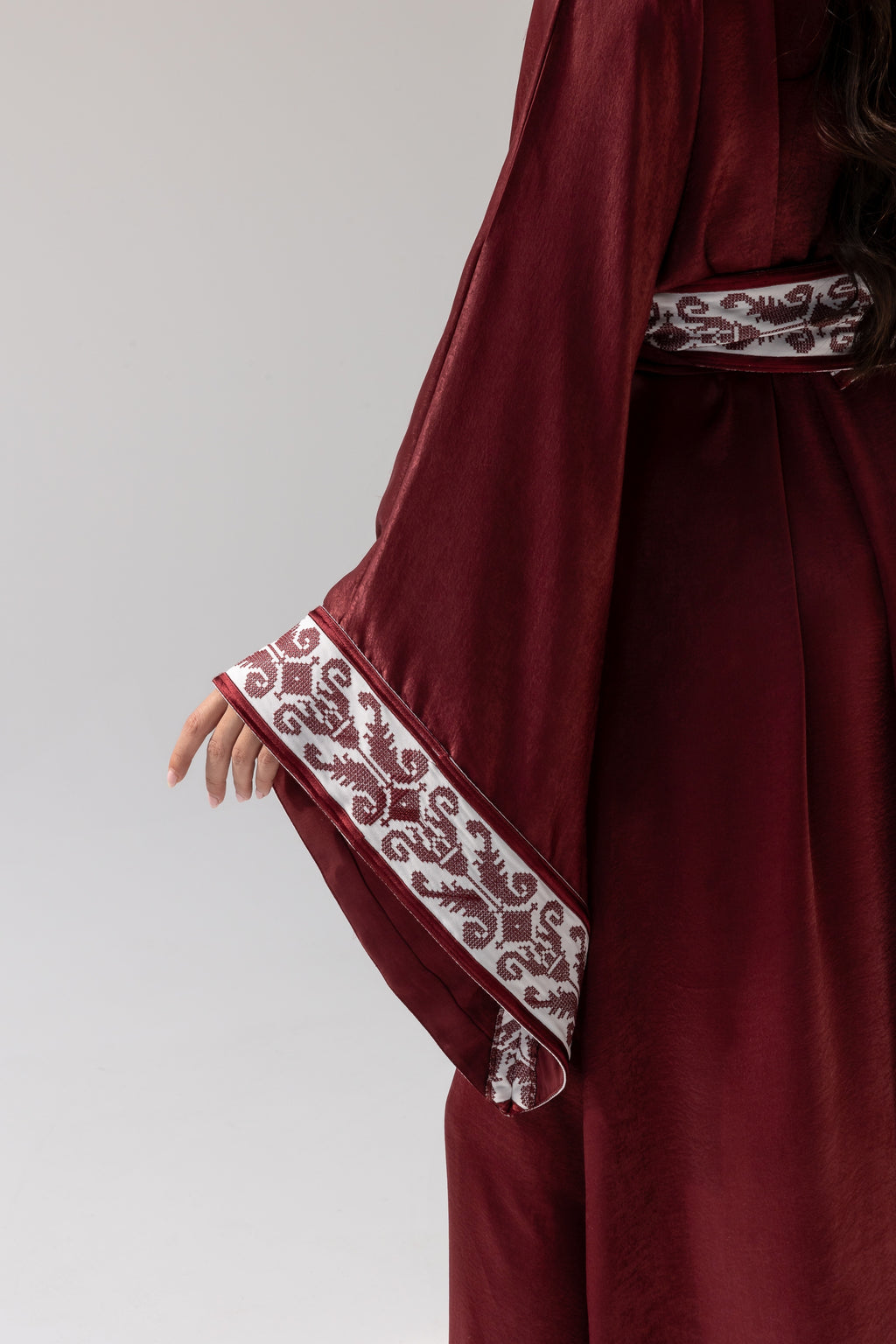 Burgundy Embroidered Kaftan