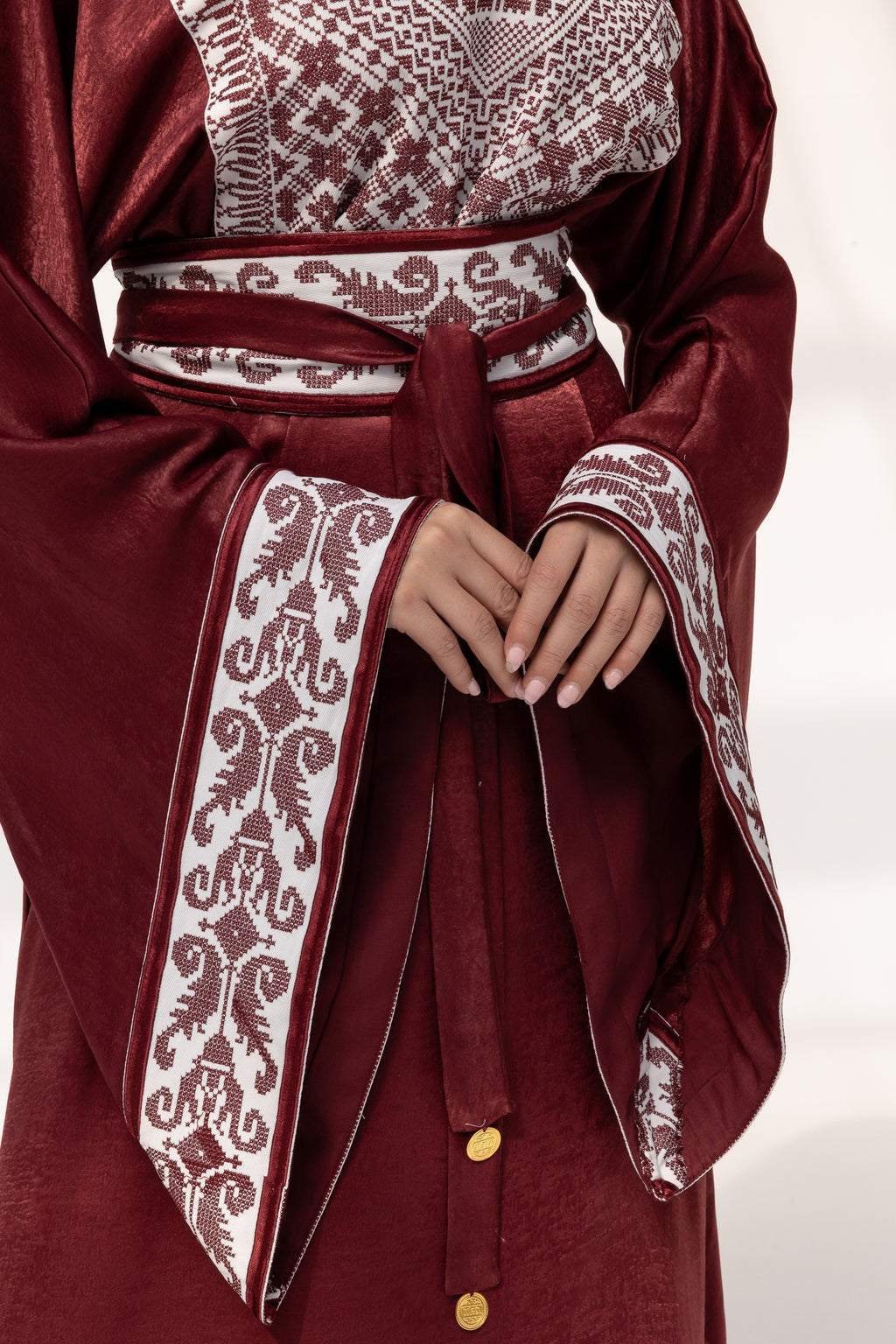 Burgundy Embroidered Kaftan