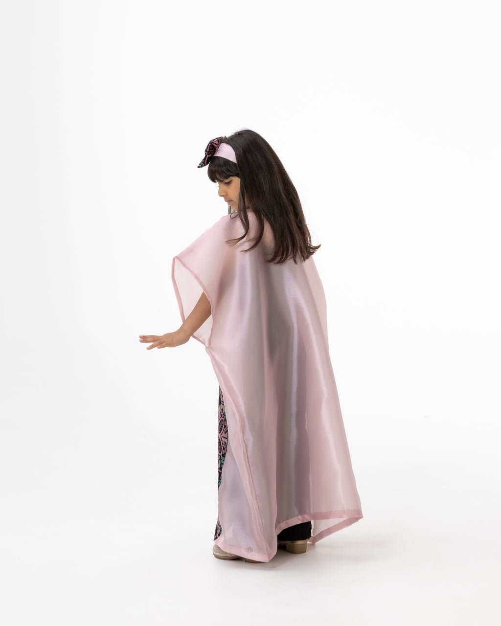 Kids Light Pink Kaftan with Embroidery