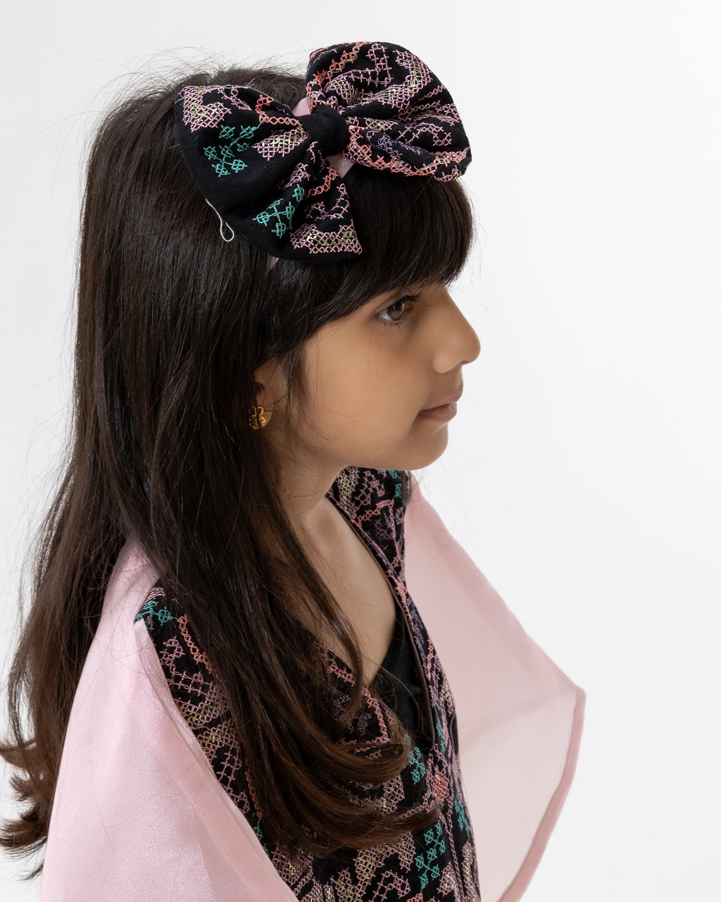 Kids Light Pink Kaftan with Embroidery