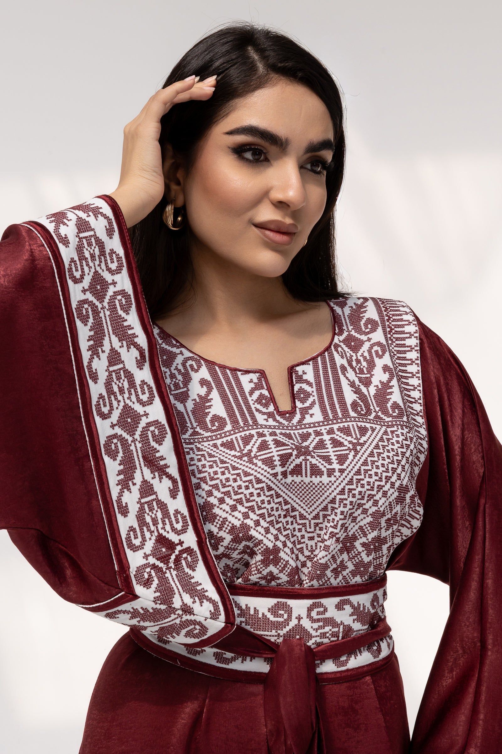Burgundy Embroidered Kaftan