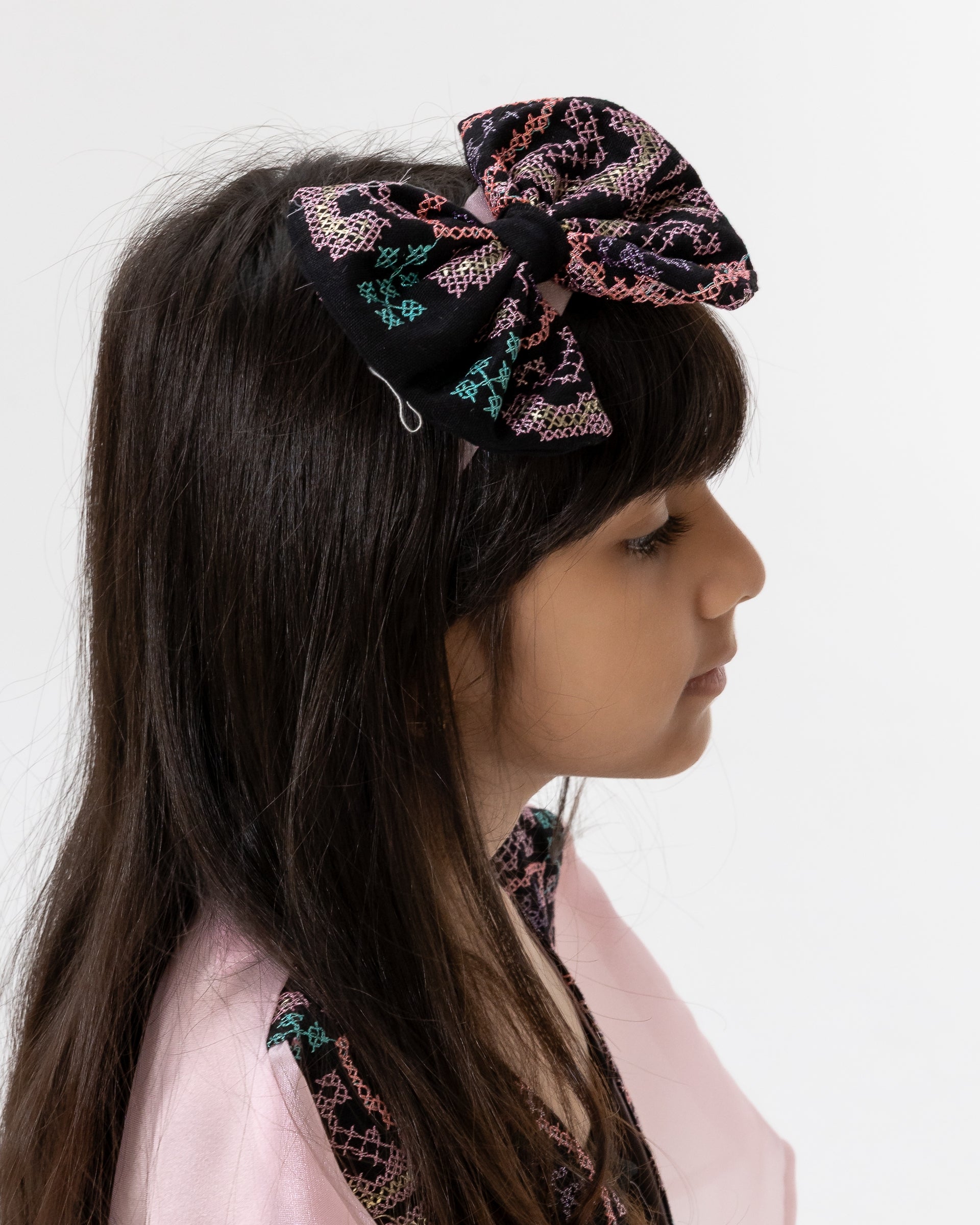 Kids Light Pink Kaftan with Embroidery