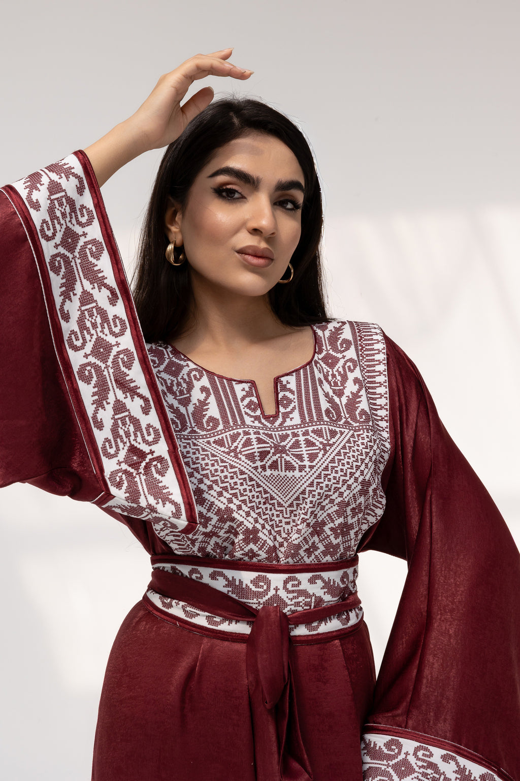 Burgundy Embroidered Kaftan