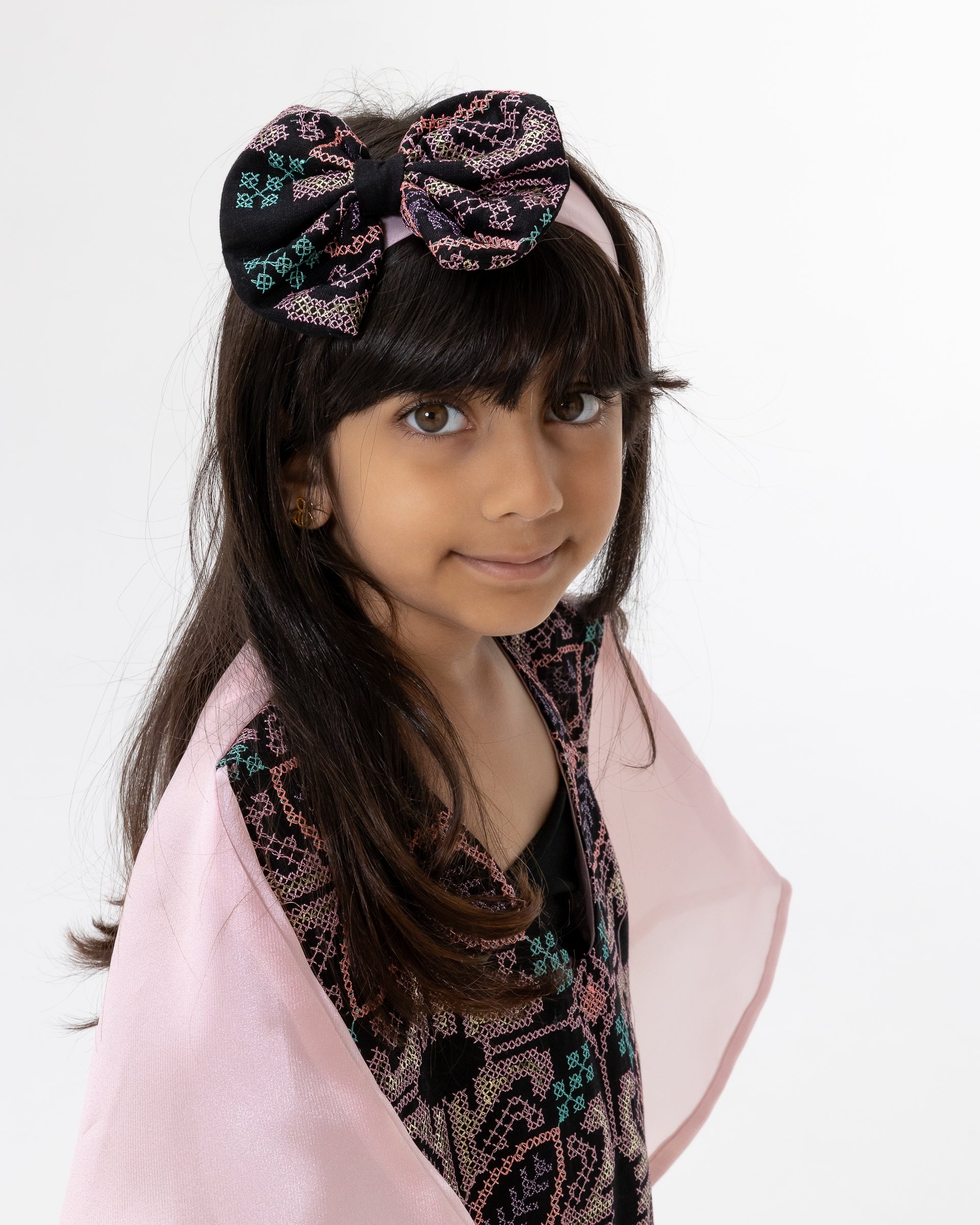 Kids Light Pink Kaftan with Embroidery