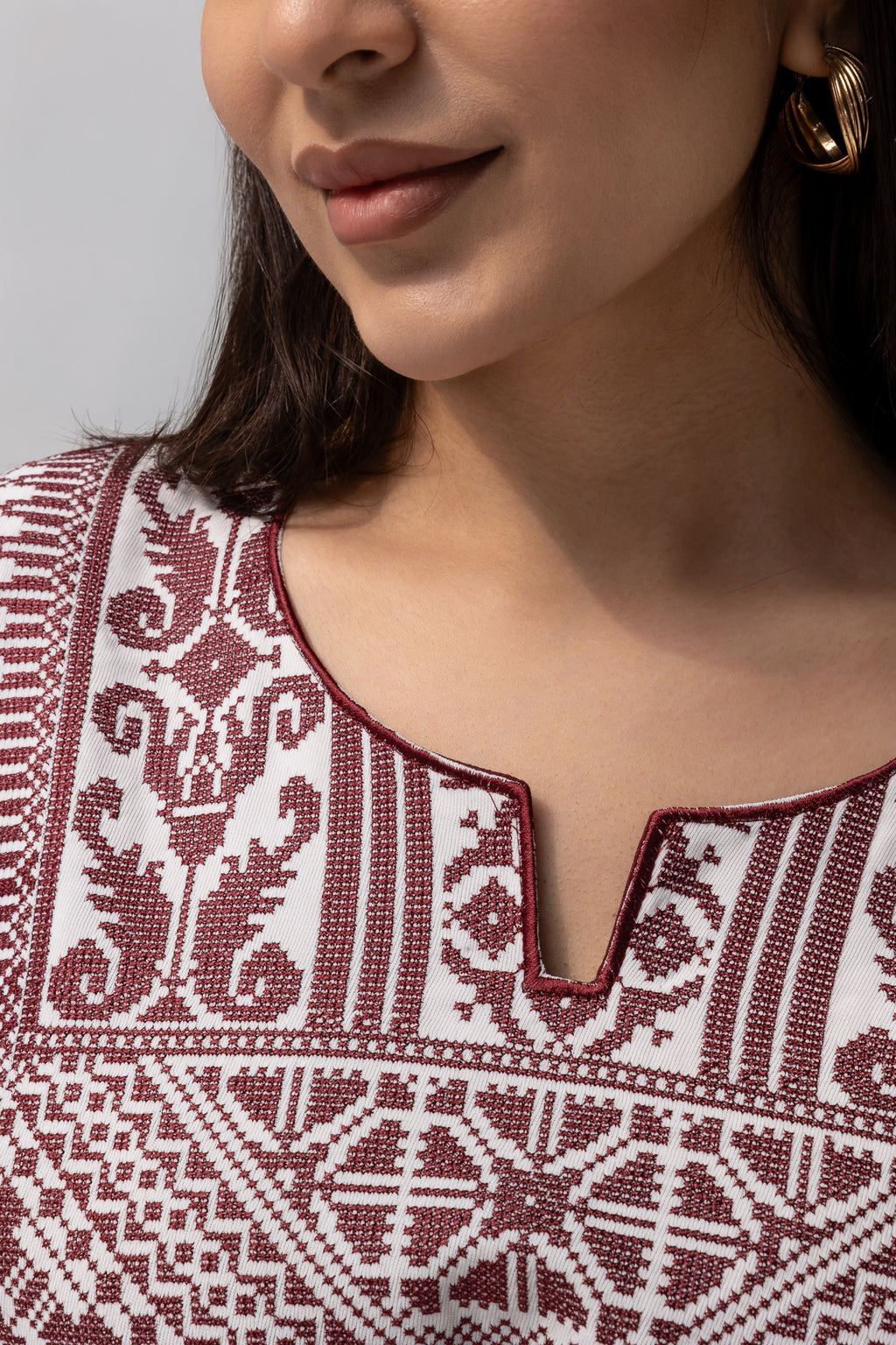 Burgundy Embroidered Kaftan