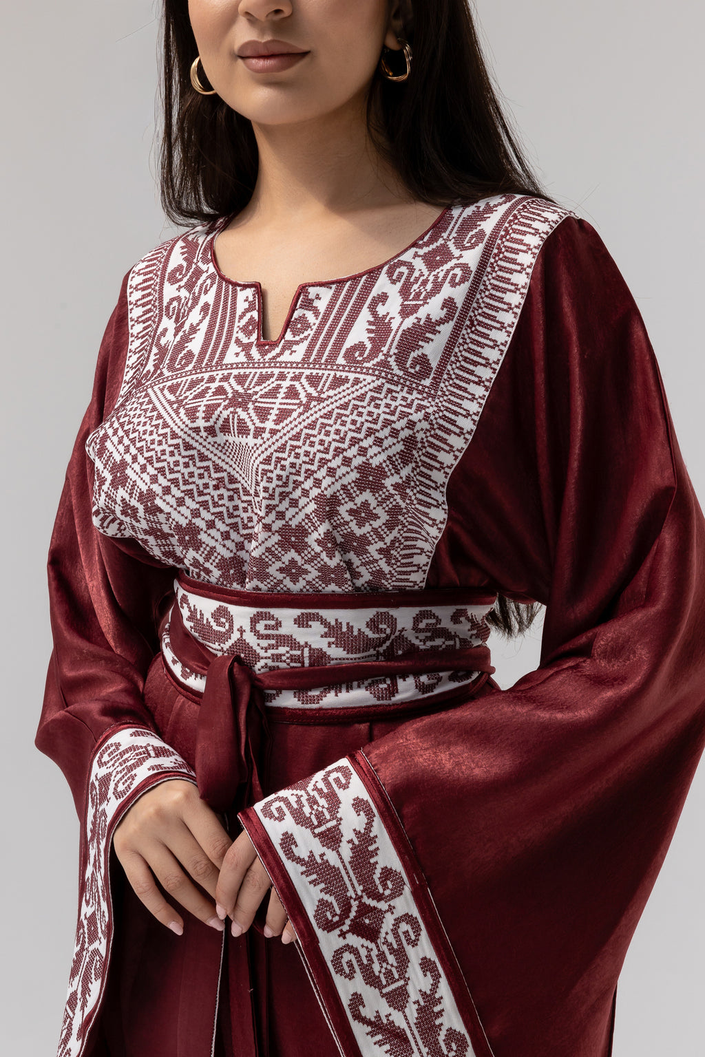 Burgundy Embroidered Kaftan