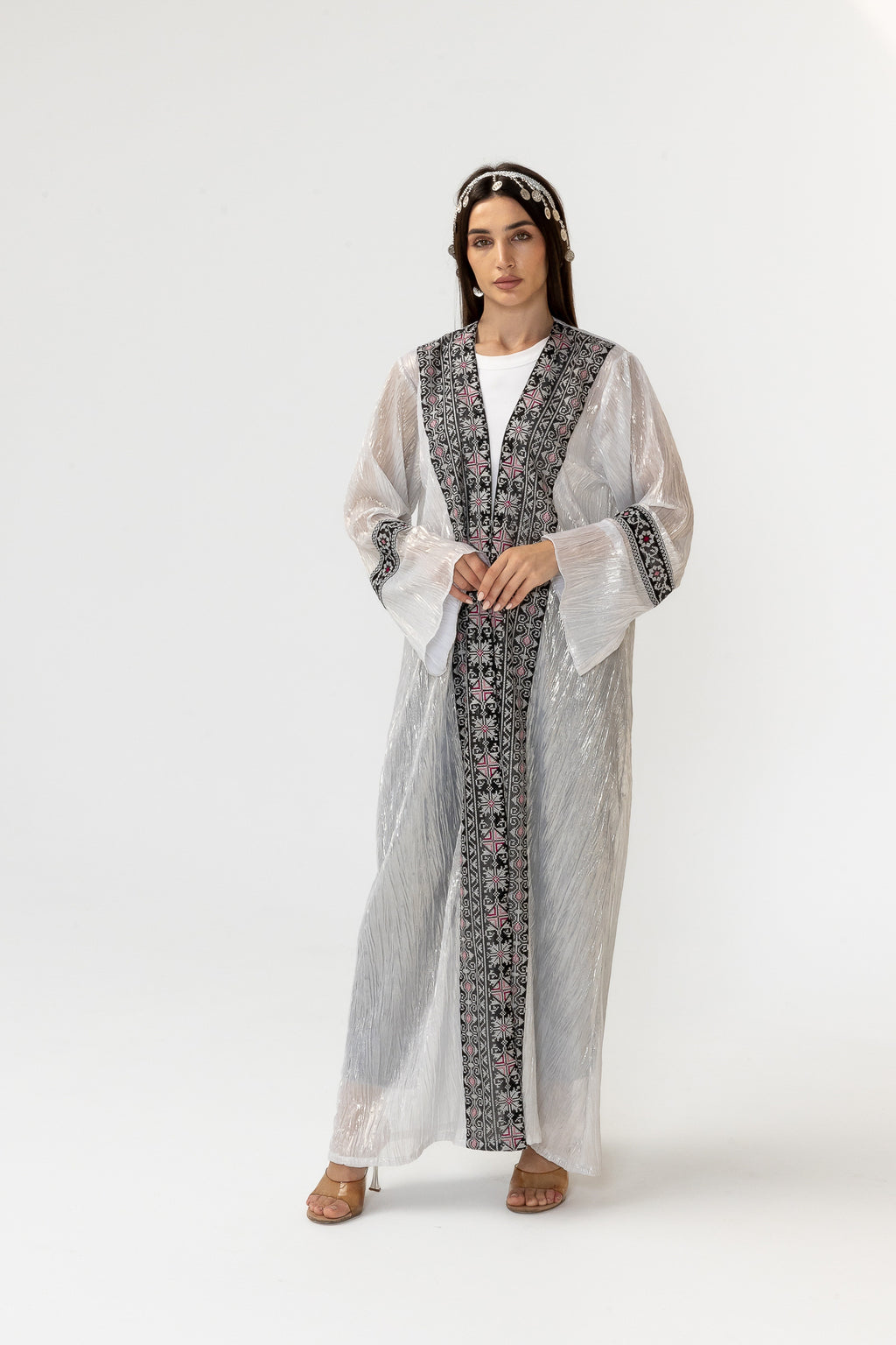 Ivory Abaya with Embroidery