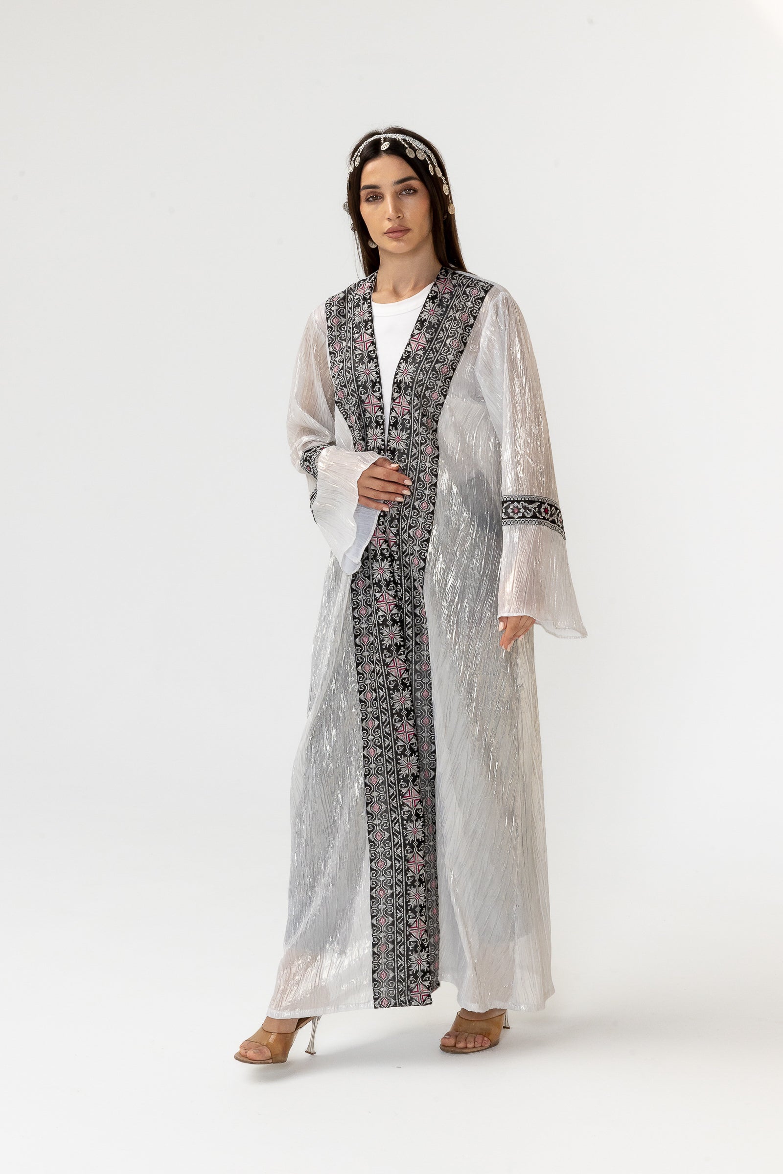 Ivory Abaya with Embroidery