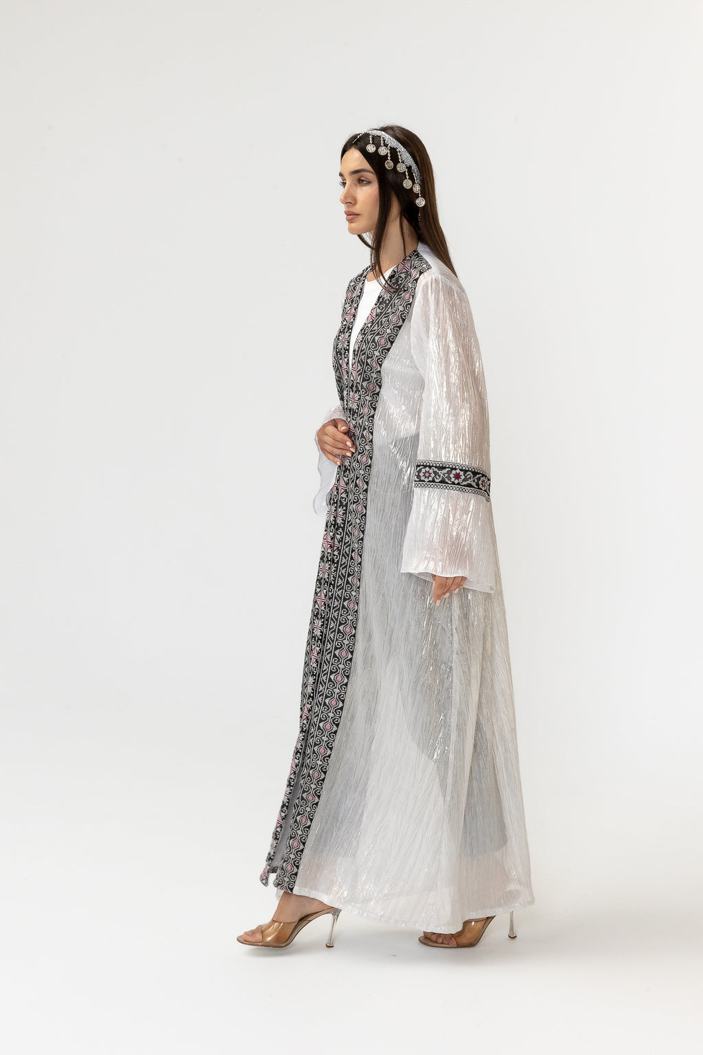 Ivory Abaya with Embroidery